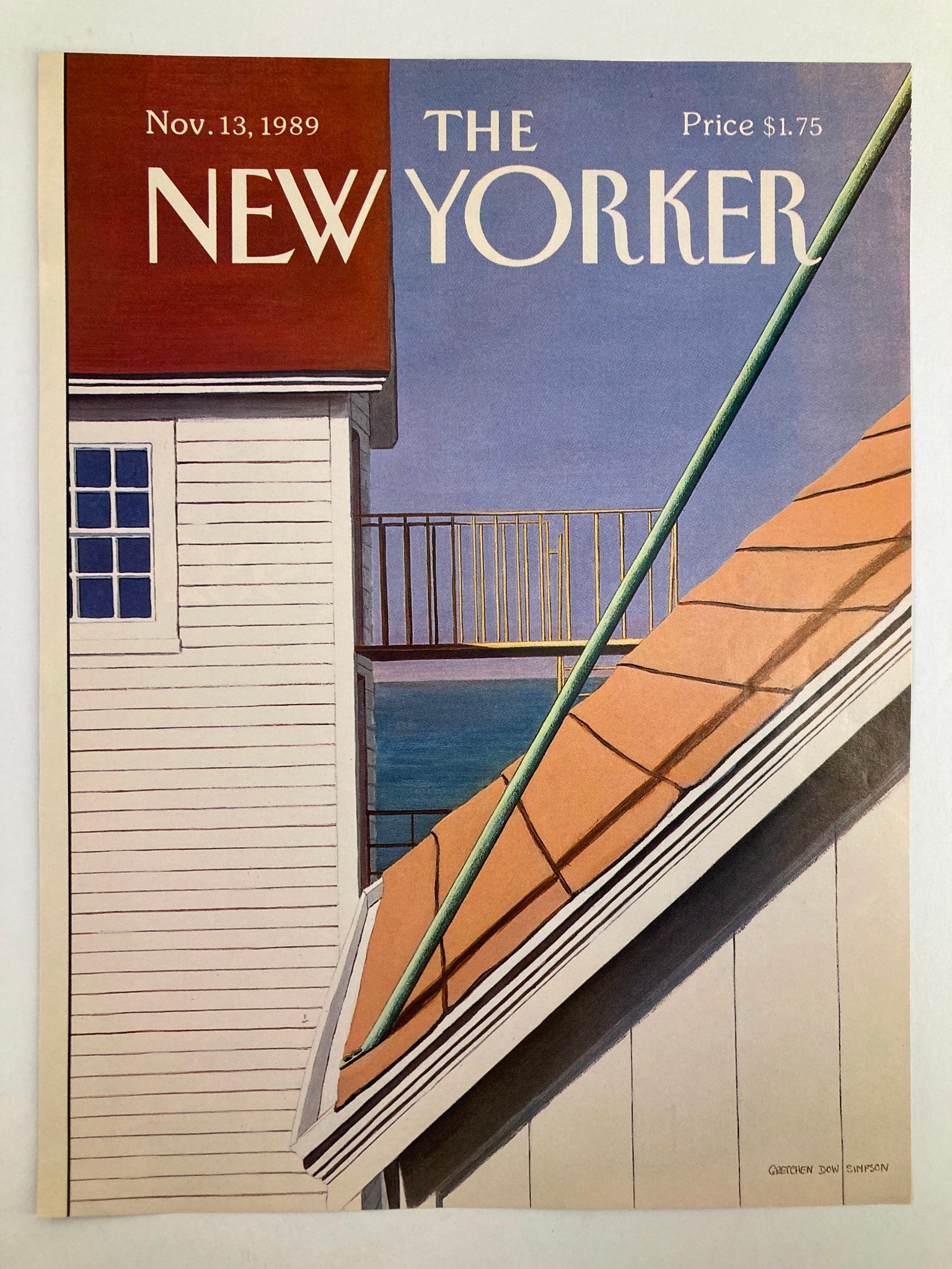 COVER ONLY The New Yorker November 13 1989 Rooftop by Gretchen Dow Simpson