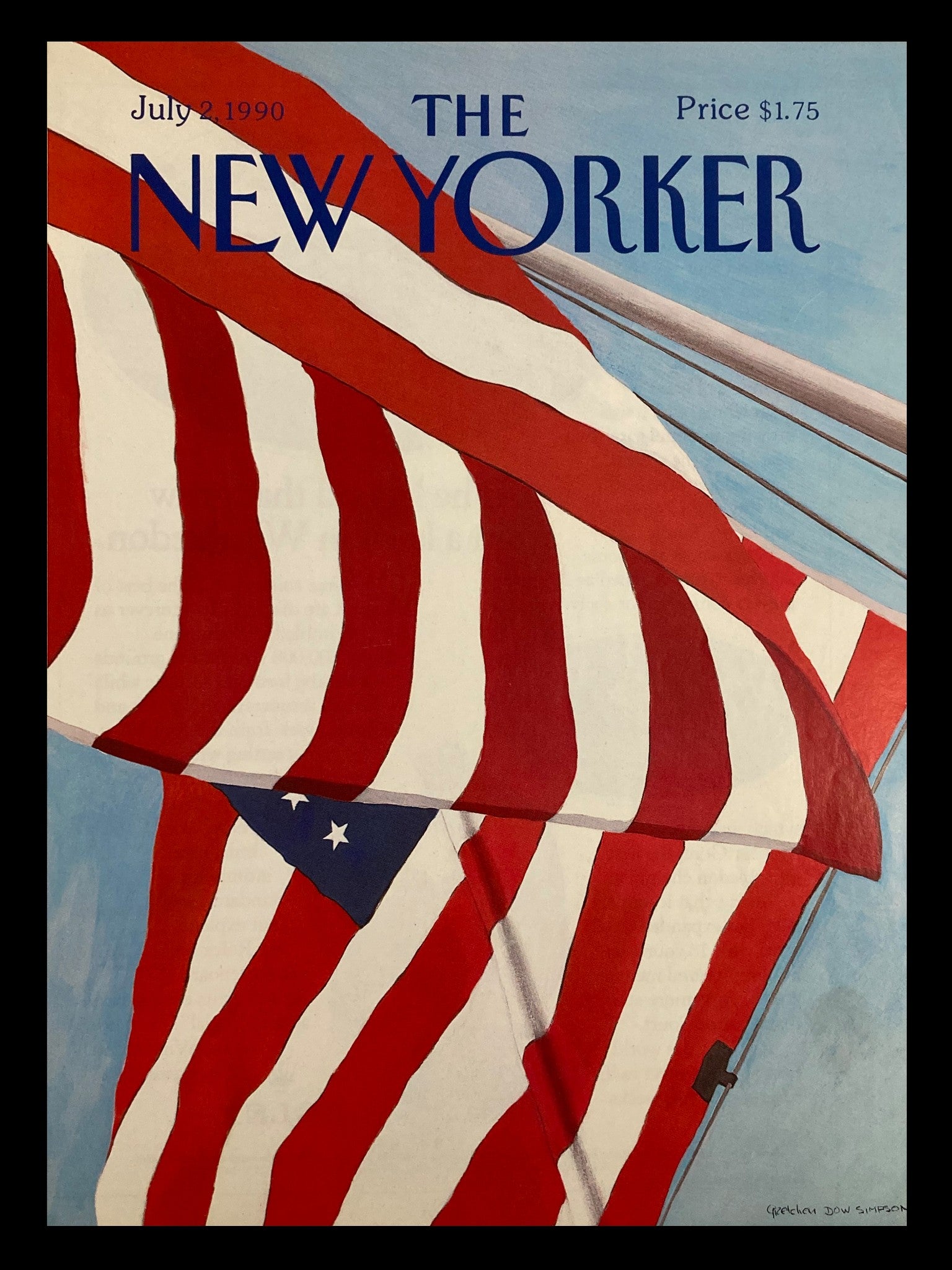 COVER ONLY The New Yorker July 2 1990 U.S.A. Flag by Gretchen Dow Simpson