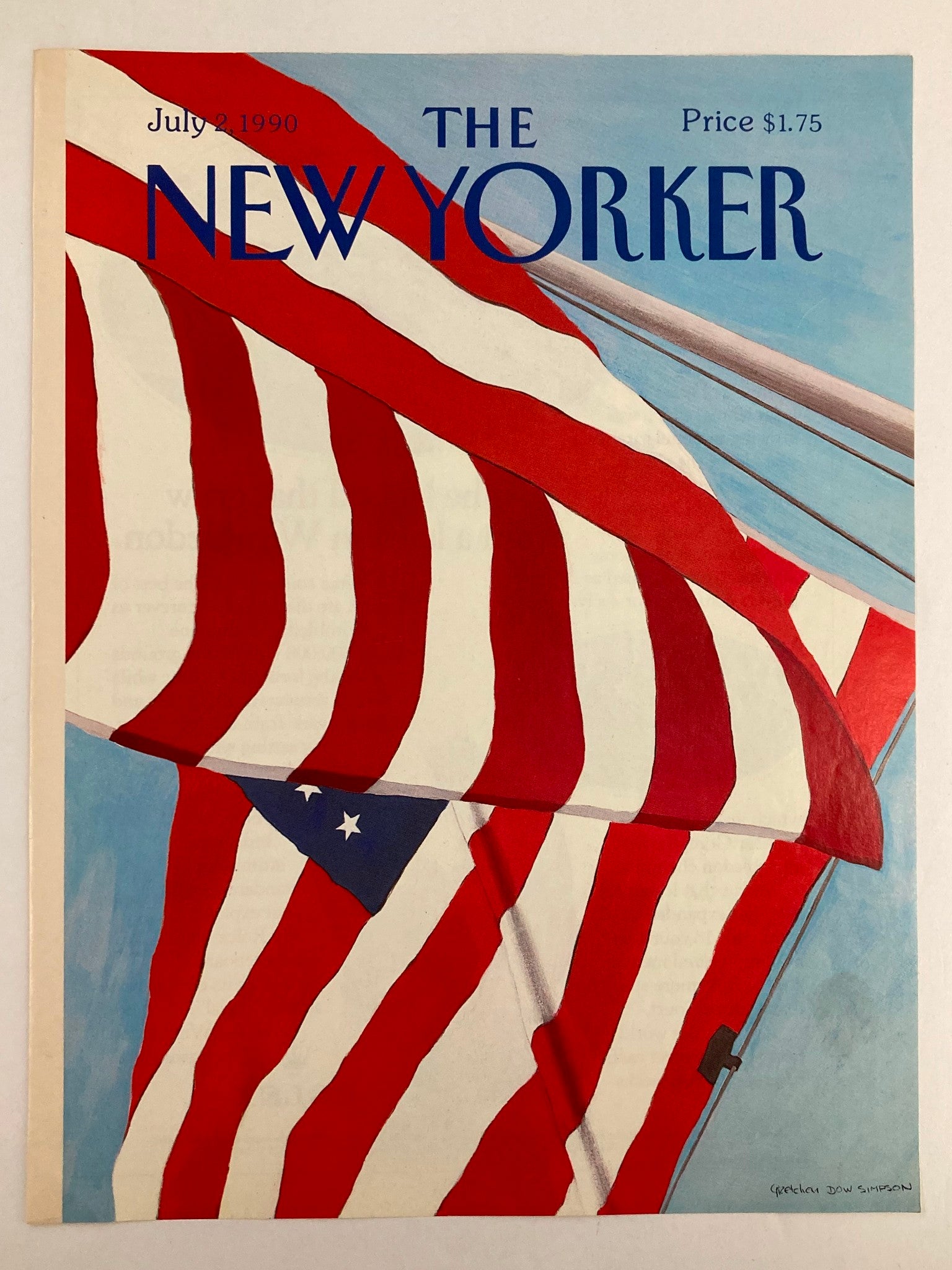 COVER ONLY The New Yorker July 2 1990 U.S.A. Flag by Gretchen Dow Simpson