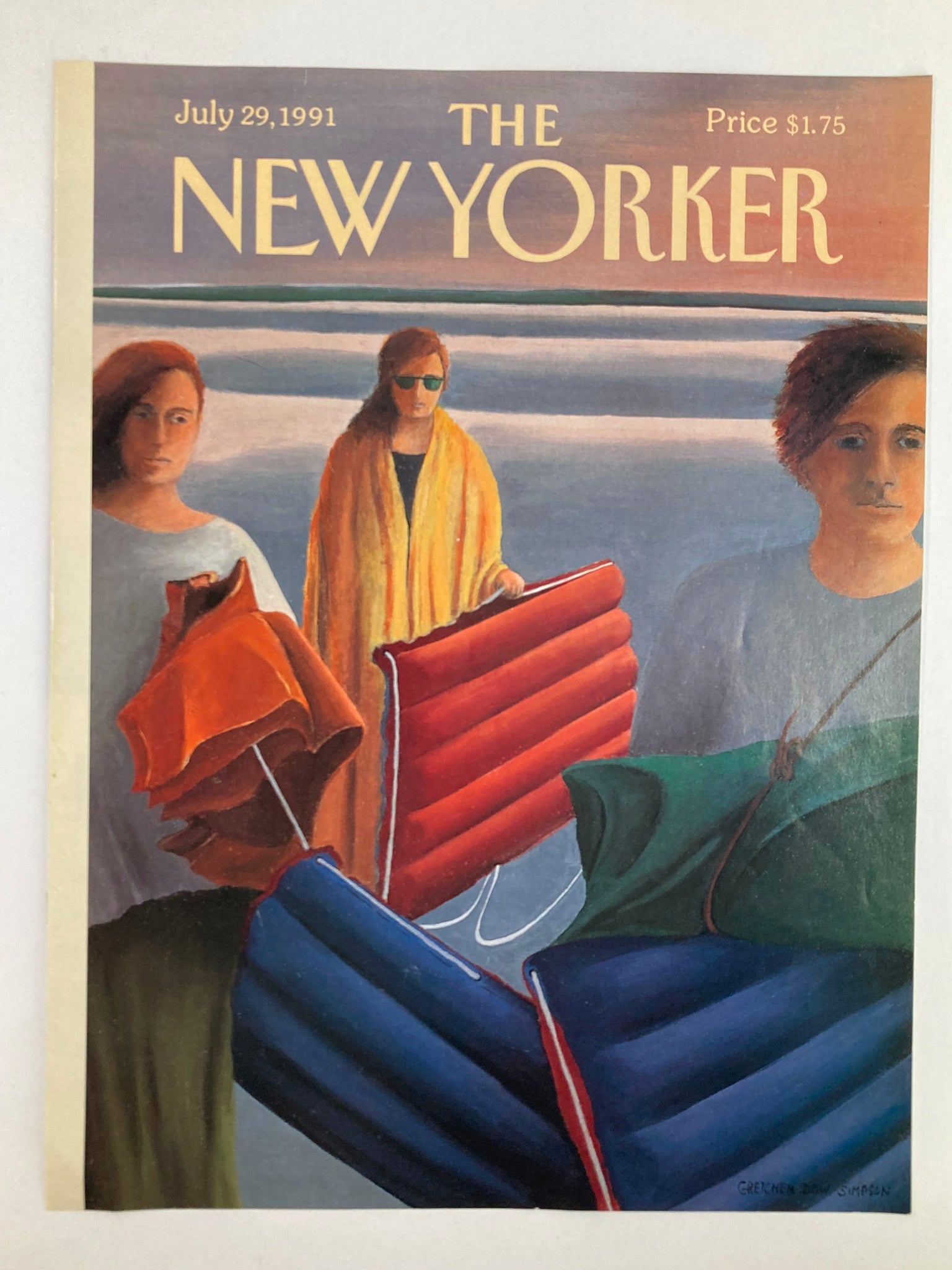 COVER ONLY The New Yorker July 29 1991 Swimming Floats by Gretchen Dow Simpson