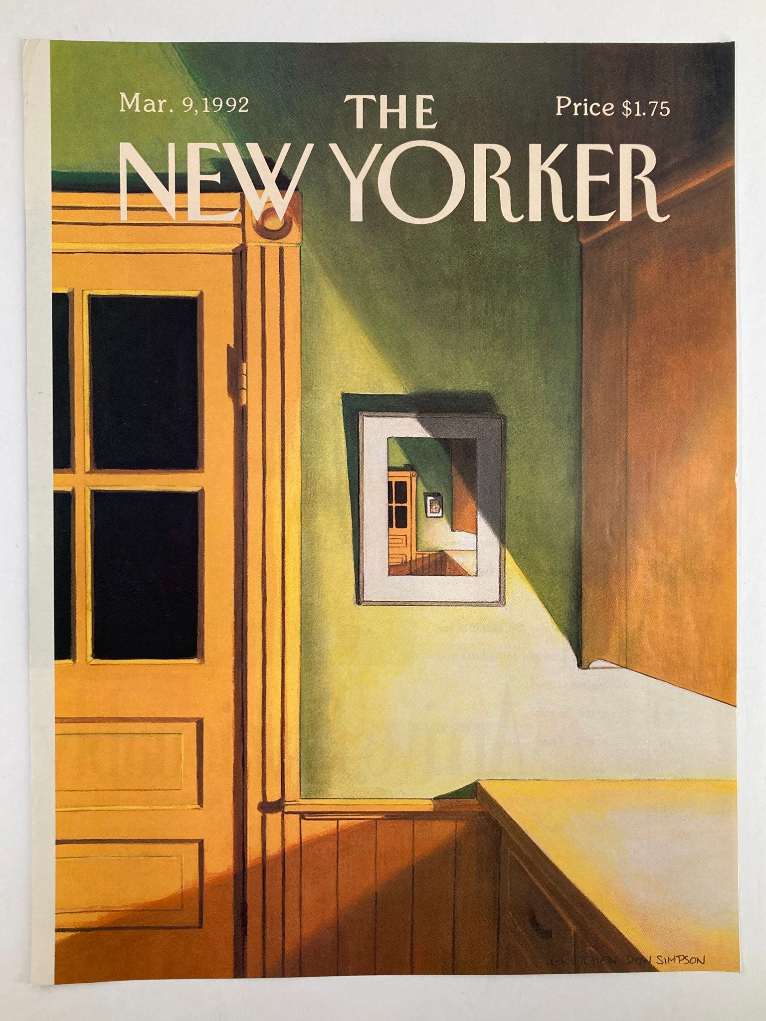 COVER ONLY The New Yorker March 9 1992 Wall Illusion by Gretchen Dow Simpson