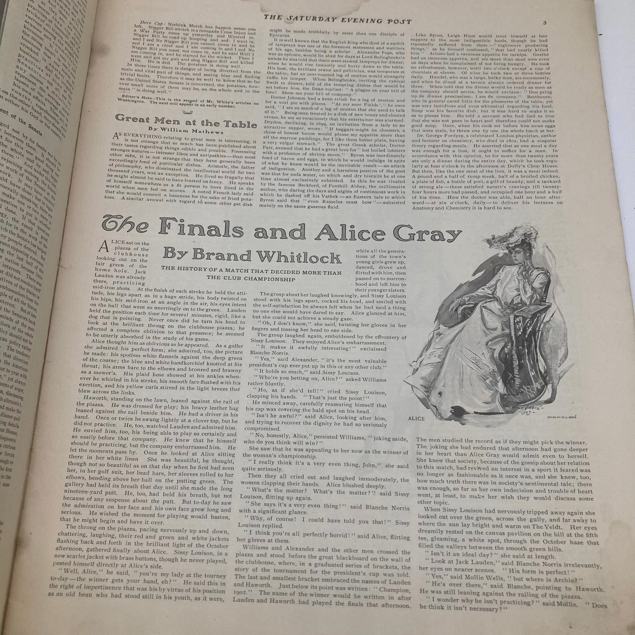 Saturday Evening Post Illustrated Cover March 21 1903 The Finals and Alice Gray