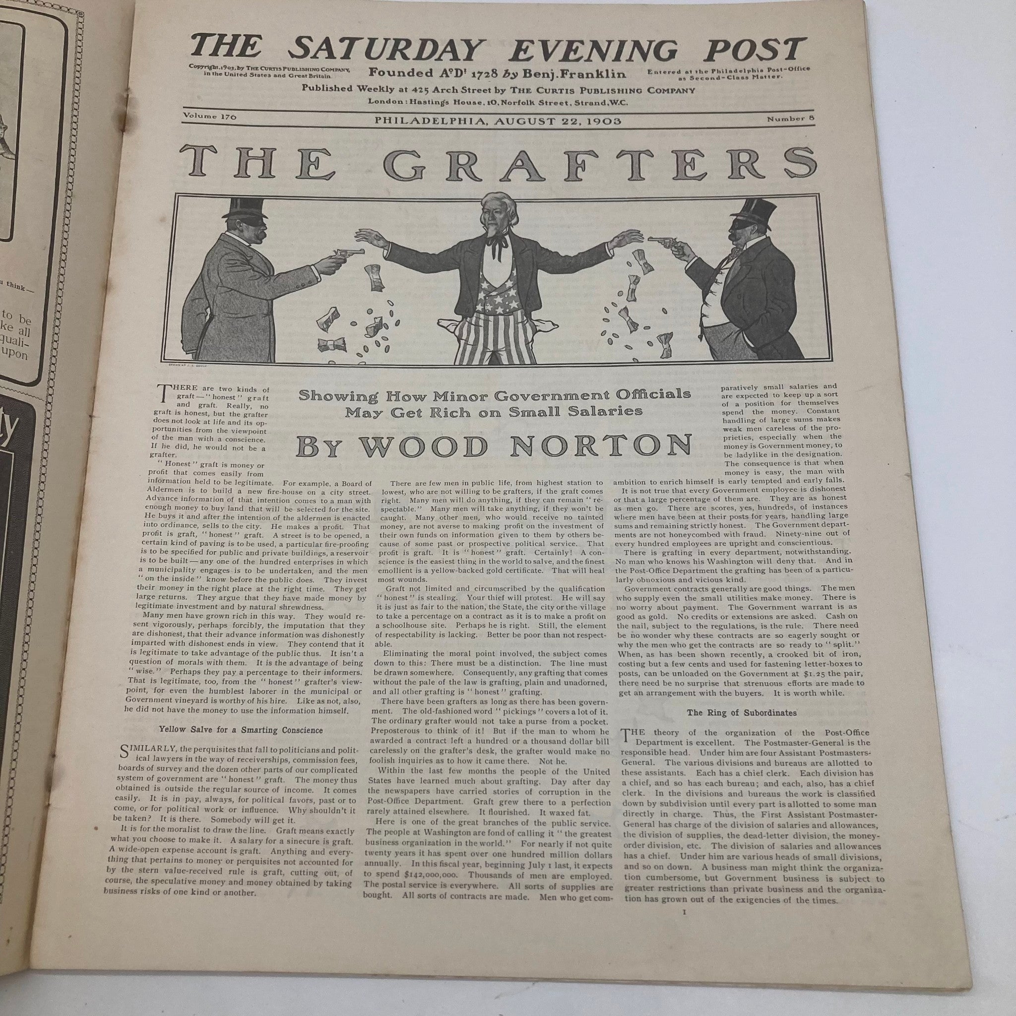 Saturday Evening Post Illustrated Cover August 22 1903 Circus Comes to Town