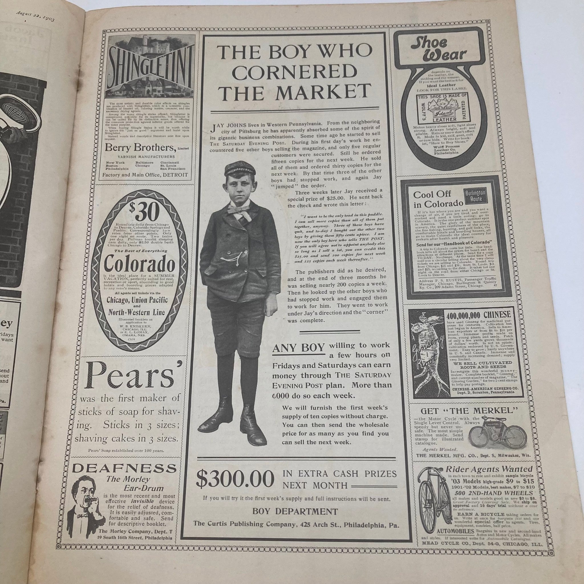 Saturday Evening Post Illustrated Cover August 22 1903 Circus Comes to Town