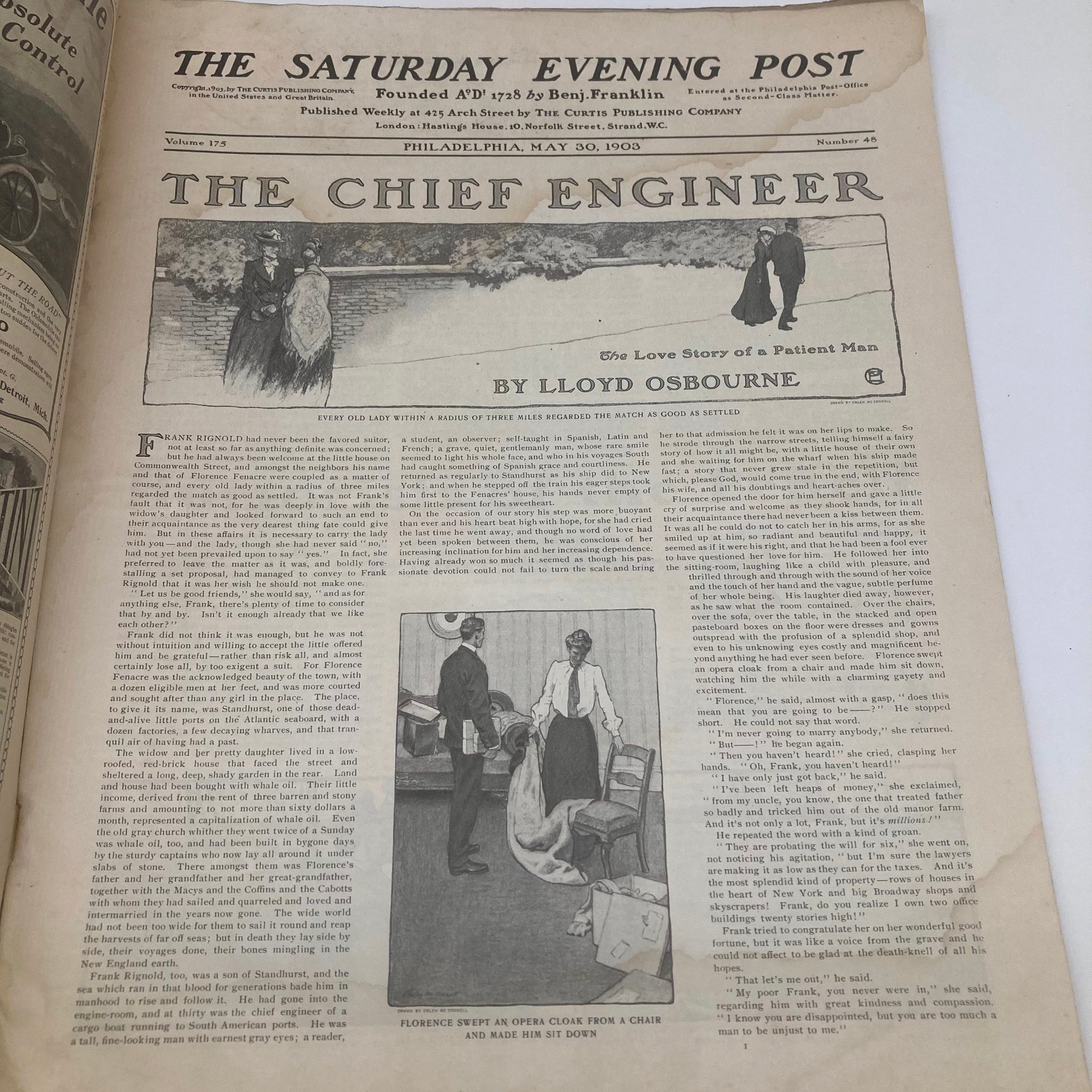 Saturday Evening Post Illustrated Cover May 30 1903 The Chief Engineer No Label