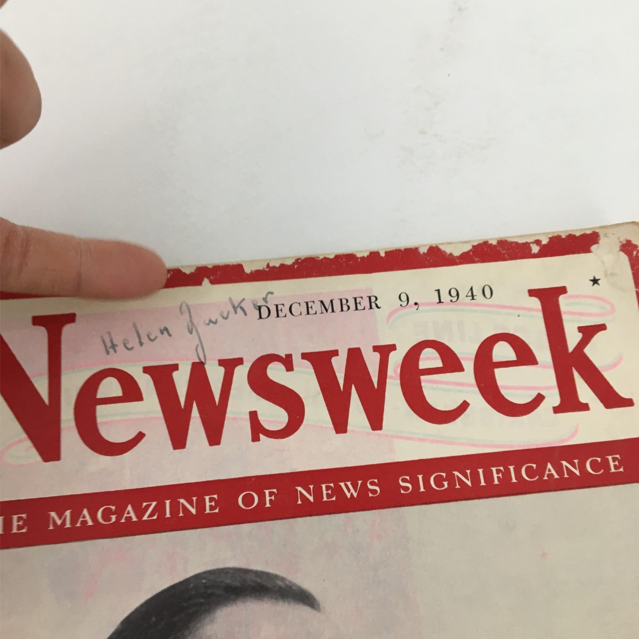 Newsweek Magazine December 9, 1940 President Avila Camacho of Mexico