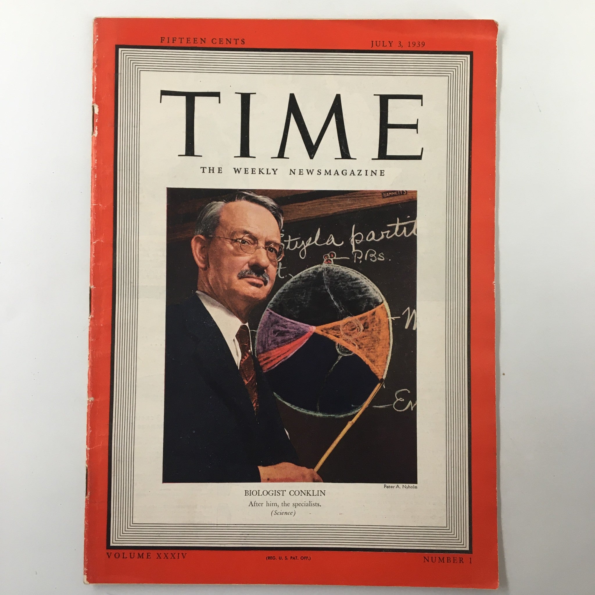 VTG Time Magazine July 3 1939 Vol. 34 No. 1 Biologist Edwin Conklin