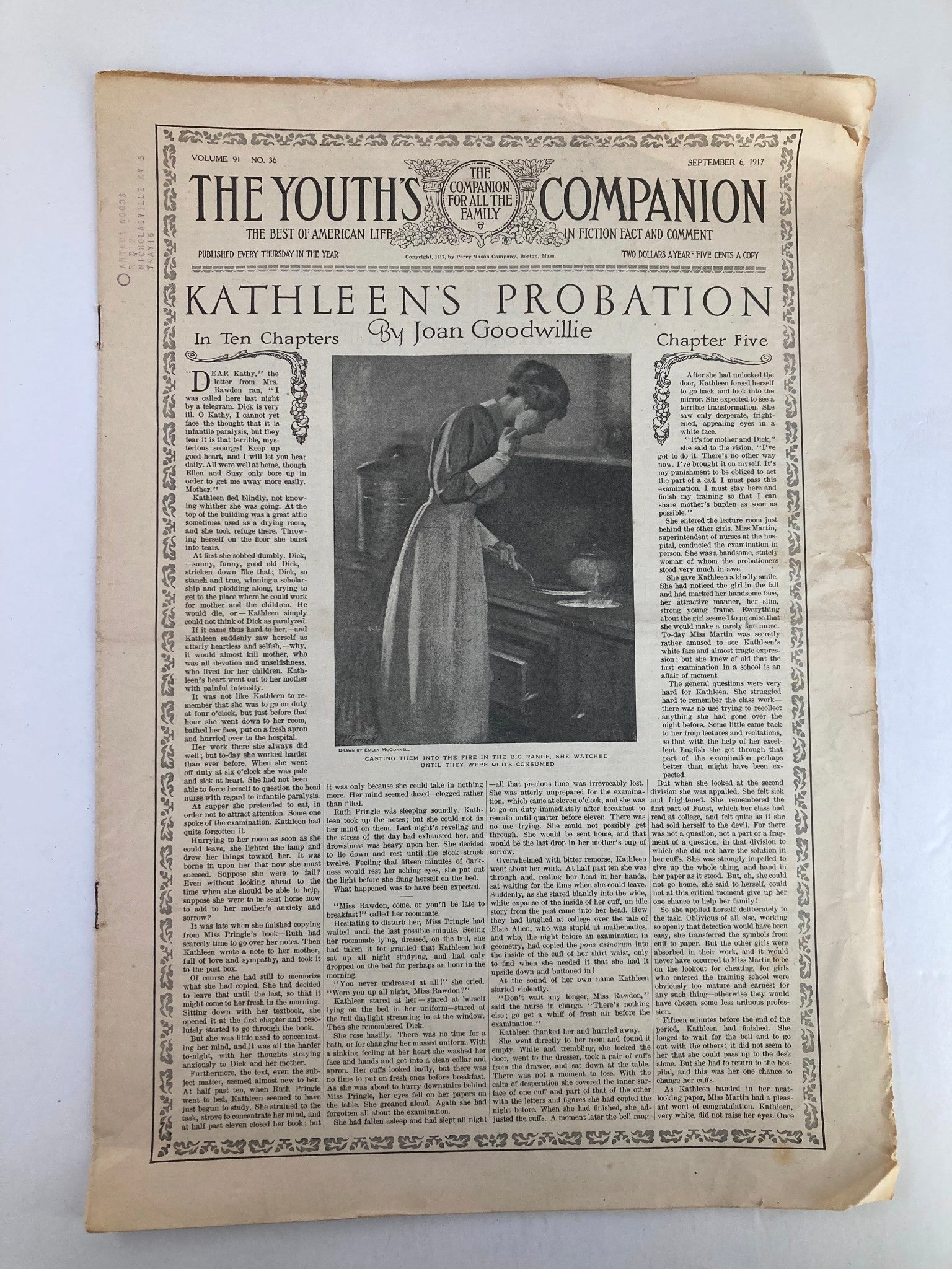 VTG The Youth's Companion Magazine September 6 1917 Kathleen's Probation