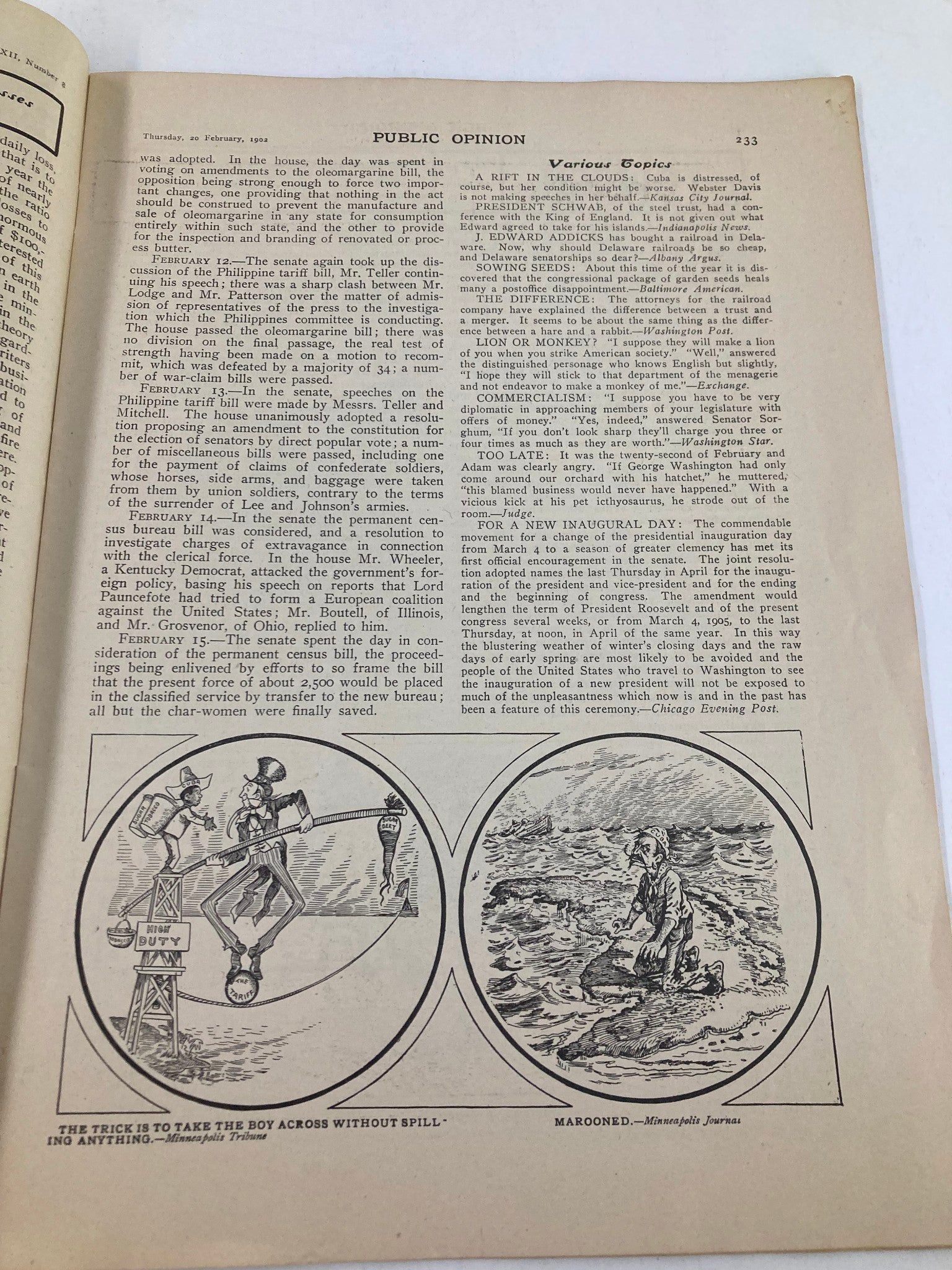 VTG Public Opinion Magazine February 20 1902 Affairs in Spain No Label