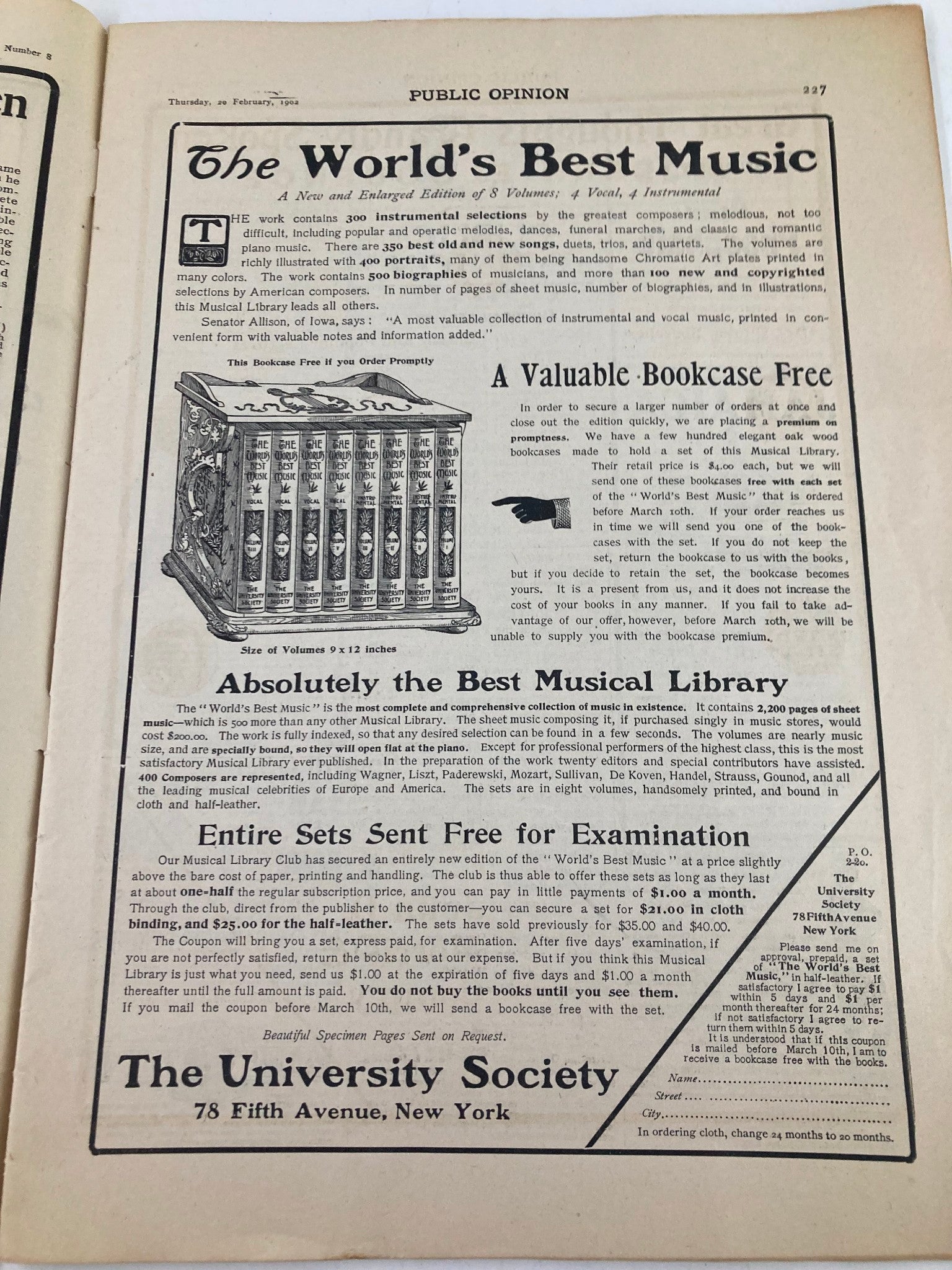 VTG Public Opinion Magazine February 20 1902 Affairs in Spain No Label