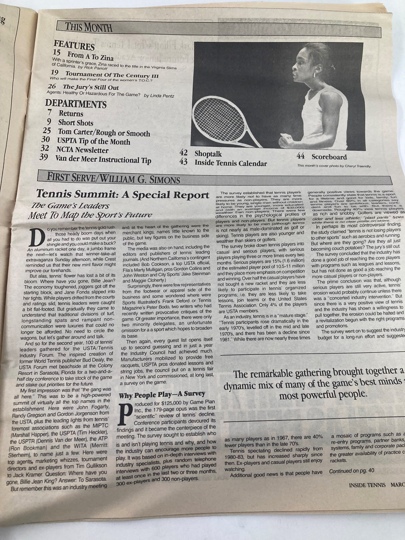 VTG Inside Tennis Magazine March 1987 Agents Hazardous to Tennis' Health?