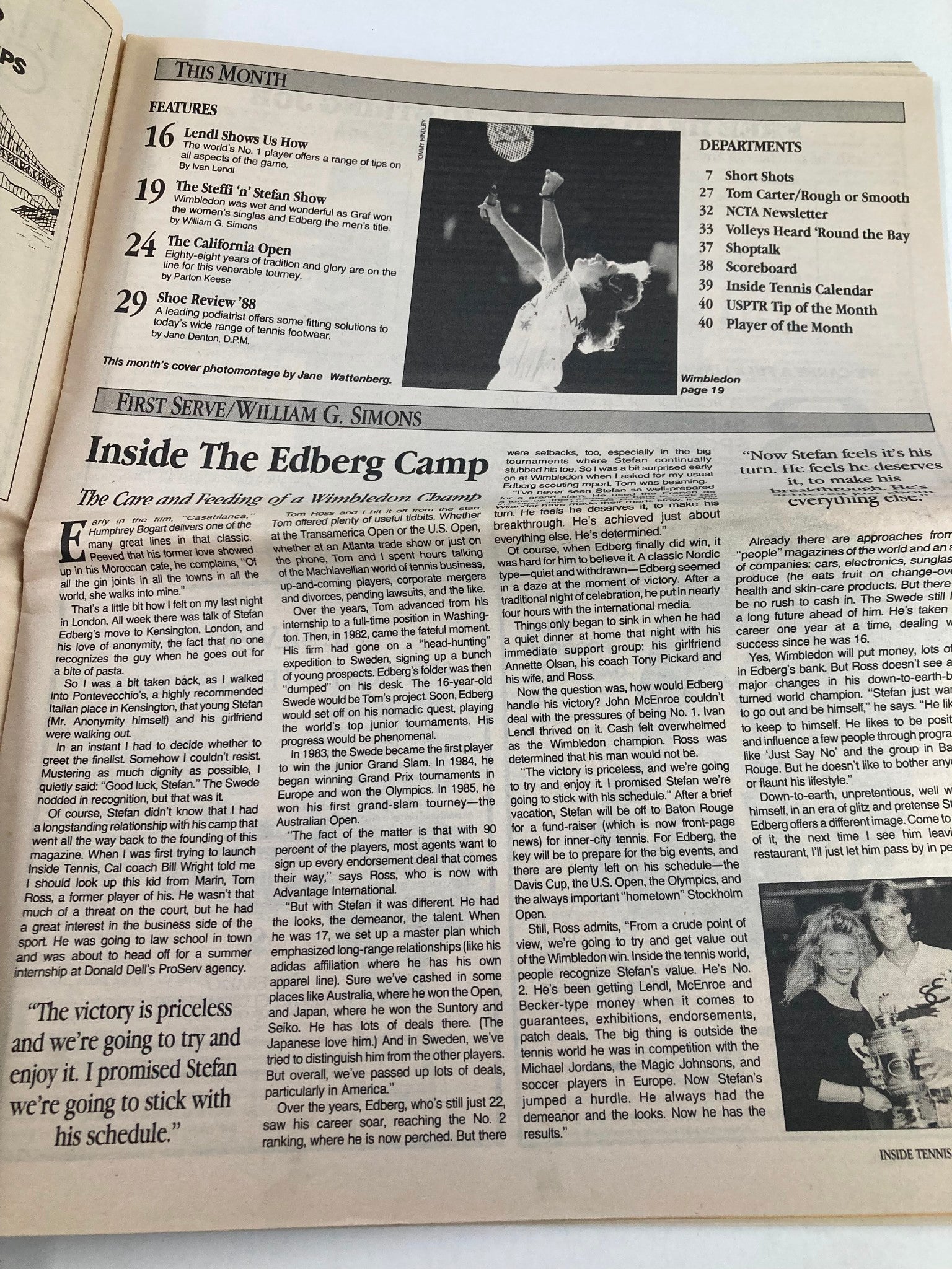 VTG Inside Tennis Magazine August 1988 California Live '88 Wimbledon Live