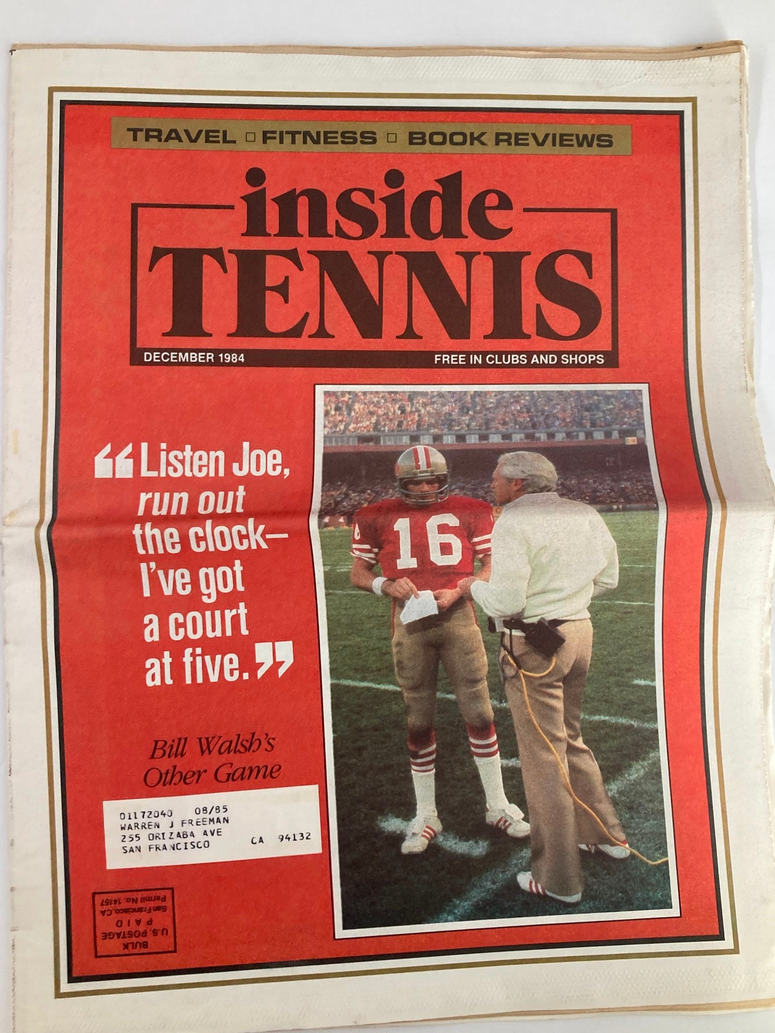 VTG Inside Tennis Magazine December 1984 Bill Walsh's Other Game