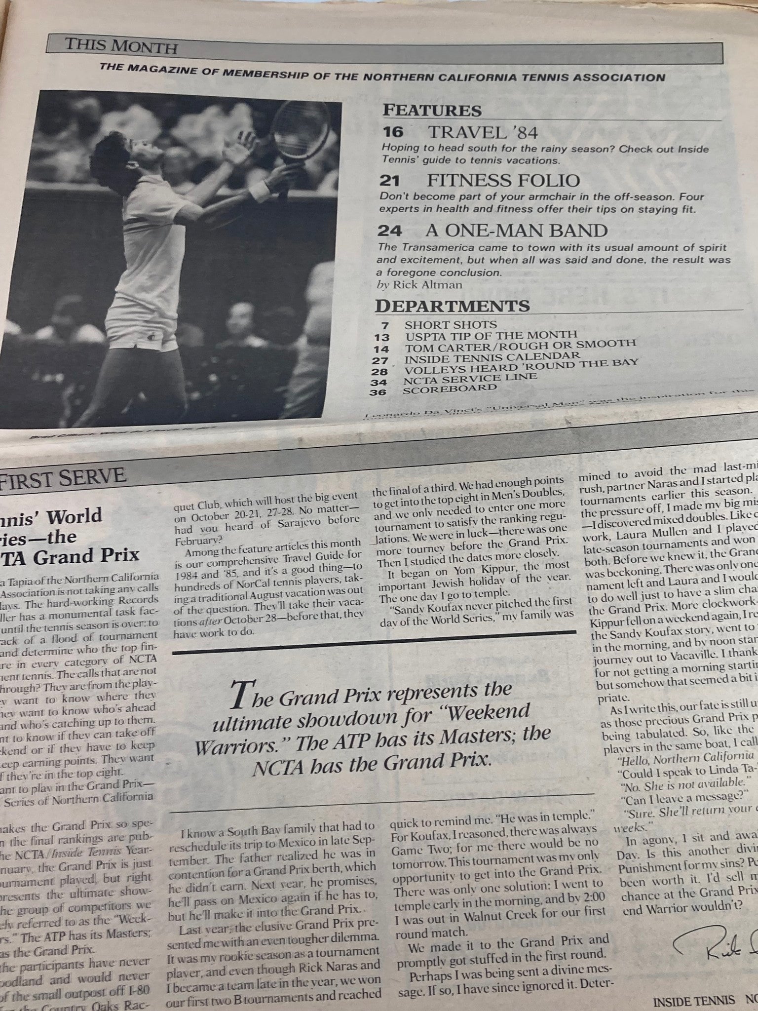 VTG Inside Tennis Magazine November 1984 Fine Tuning Your Body