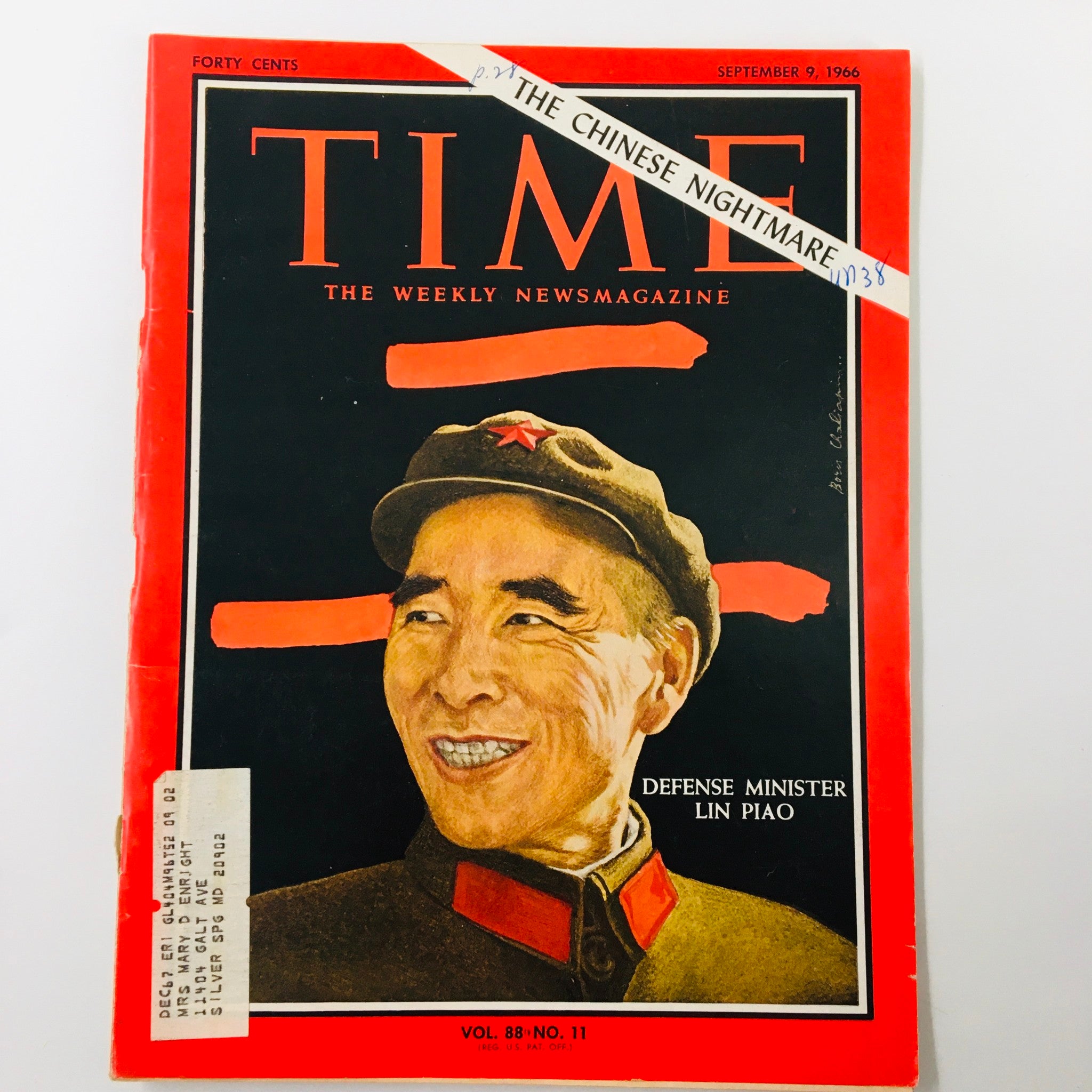 VTG Time Magazine September 9 1966 Vol. 88 No. 11 Defense Minister Lin Piao