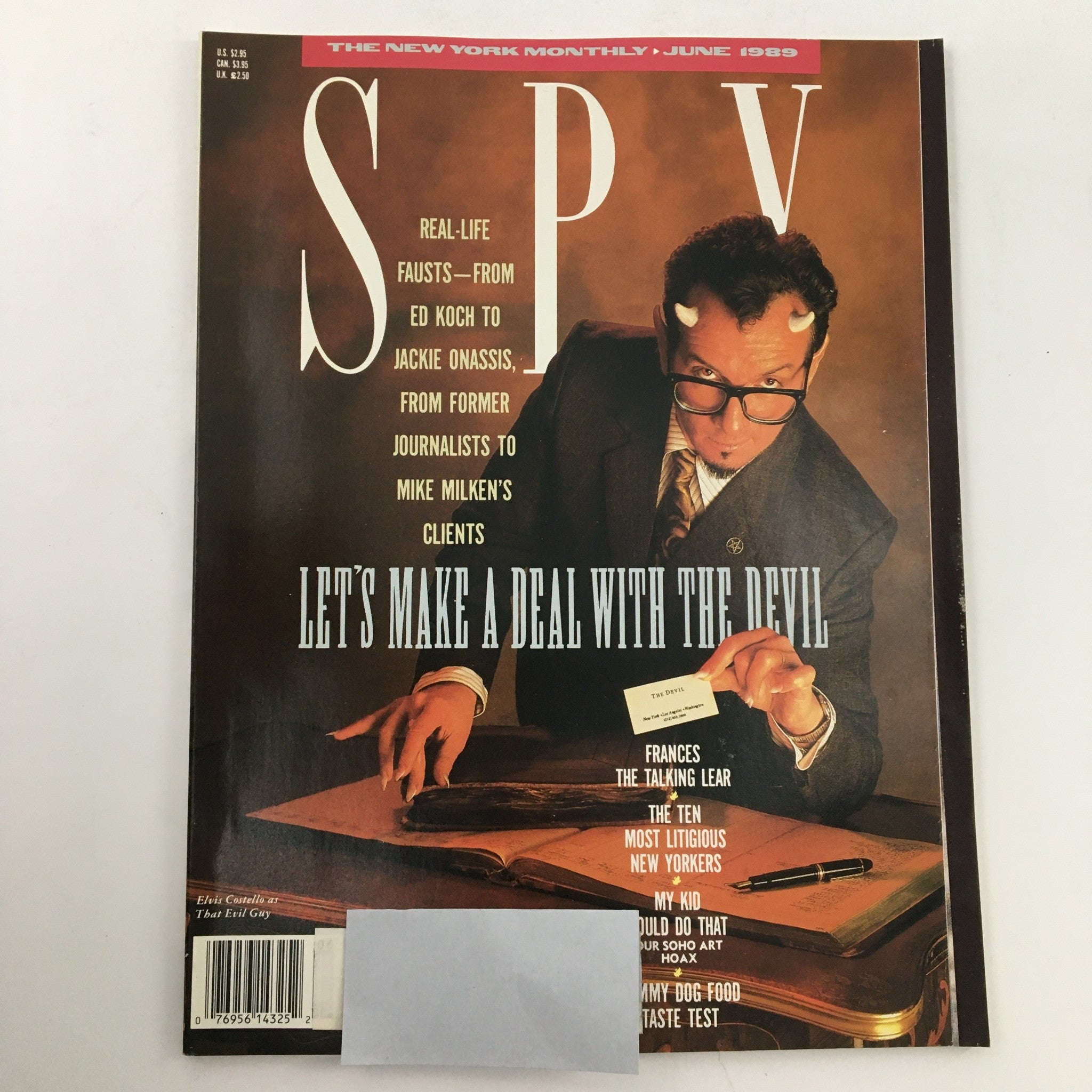 Spy Magazine June 1989 Ed Koch & Jackie Onassis & Mike Milken & Elvis Costello