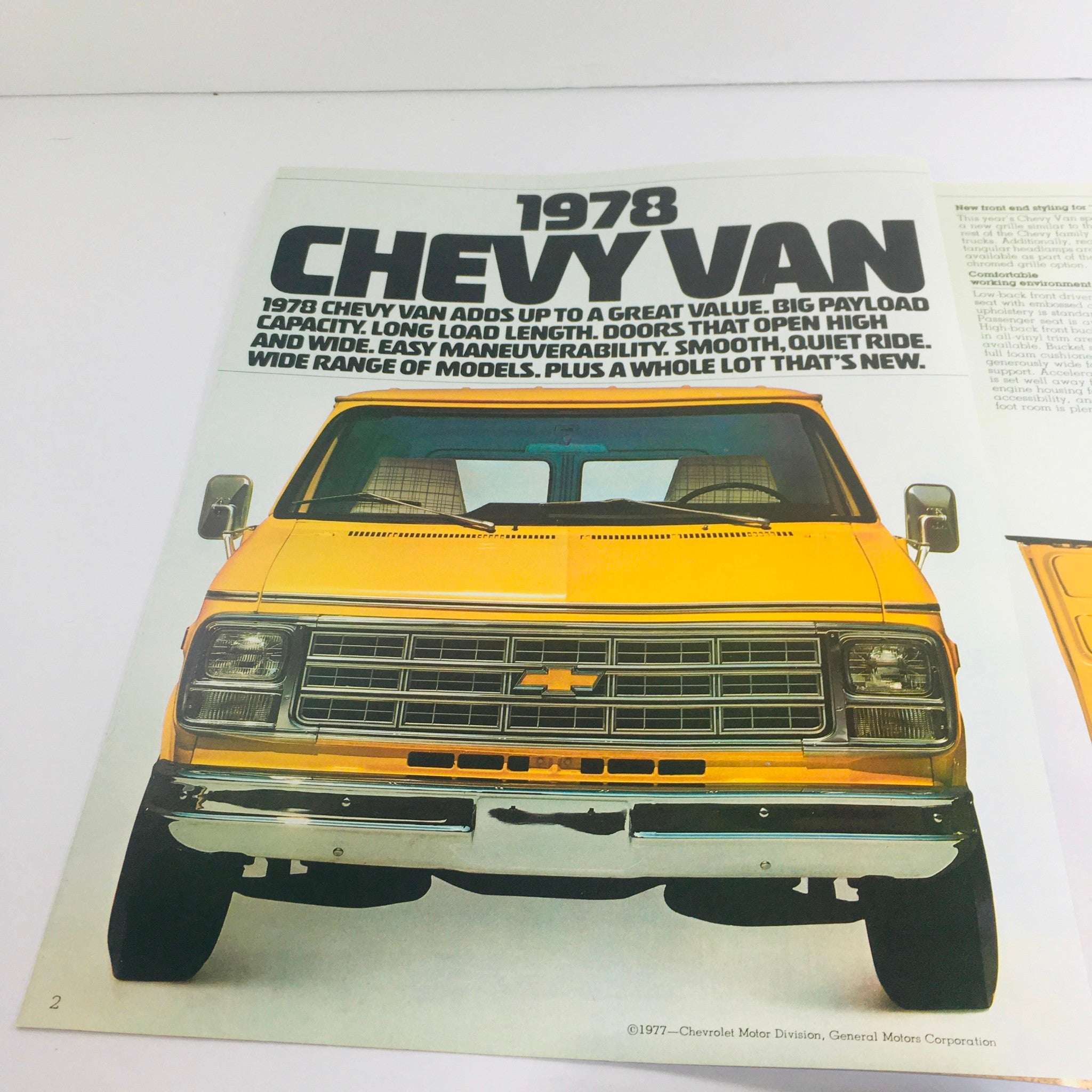 1978 Chevy Vans Sportsvans/Caravans/Nomads G10, G20. G30 Car sales Brochure vtg