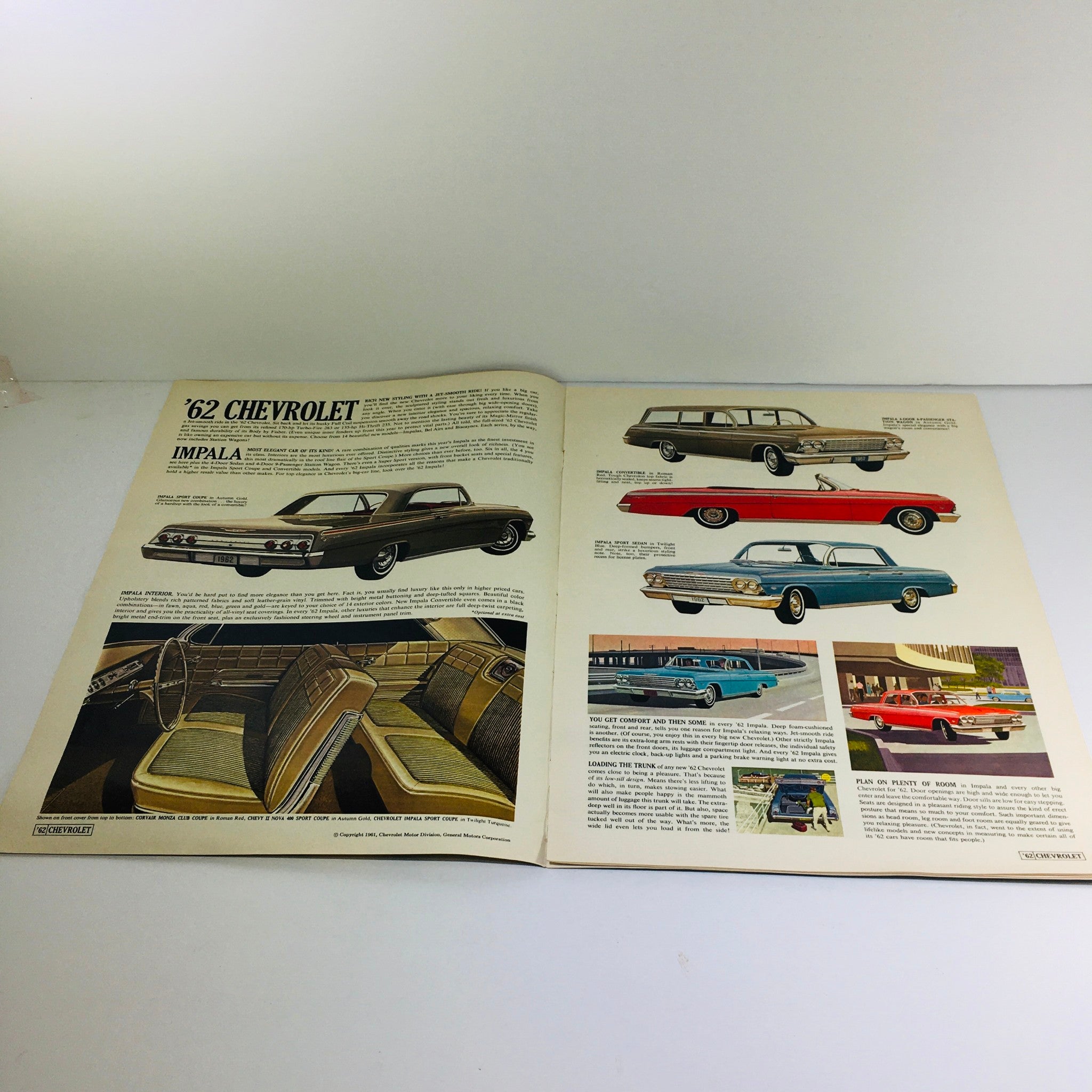 1962 Chevrolet Bel Air Impala SS Corvette Color Brochure Catalog Original VTG