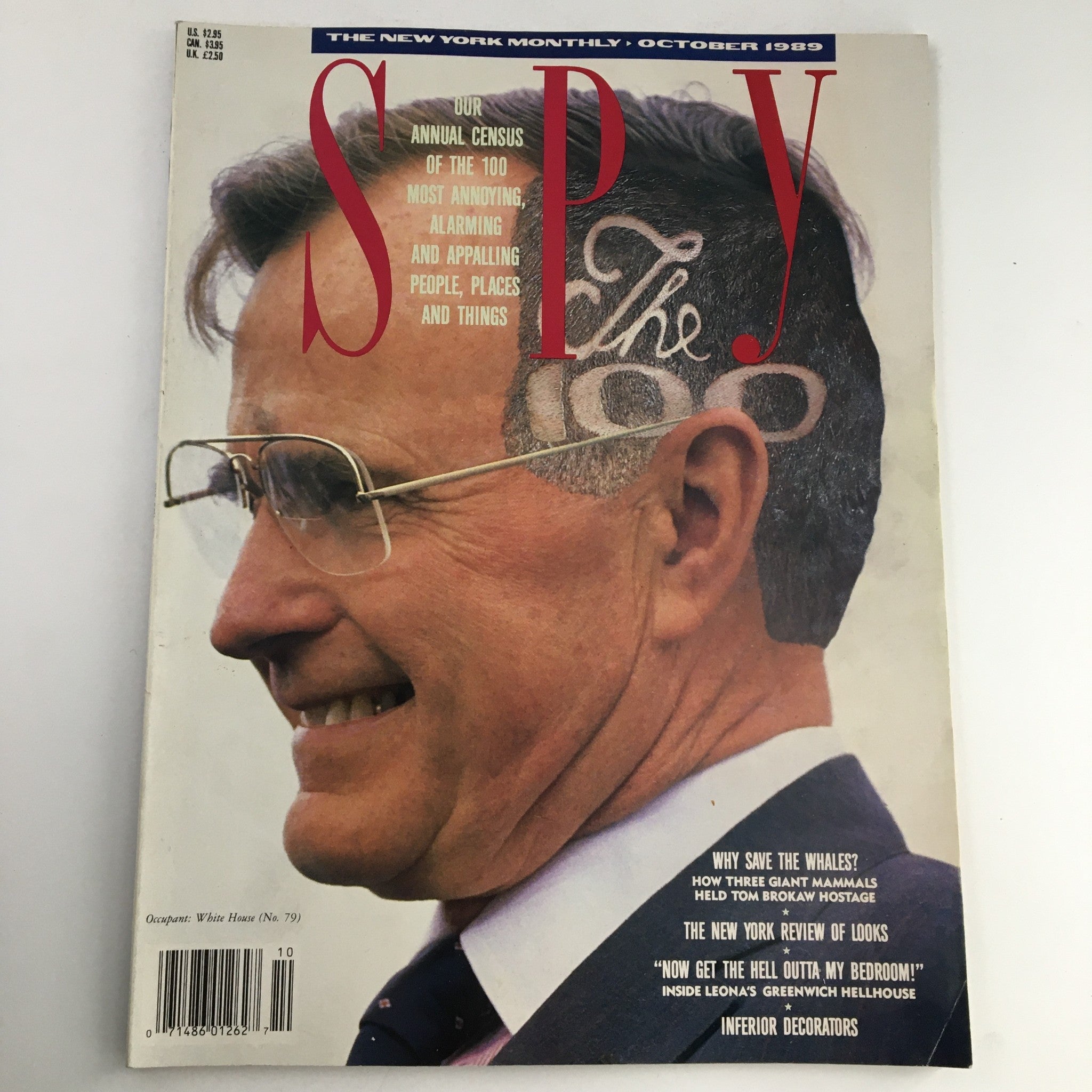 Cover of Spy Magazine October 1989 featuring President George Bush, showcasing satire and political commentary from the late 1980s.