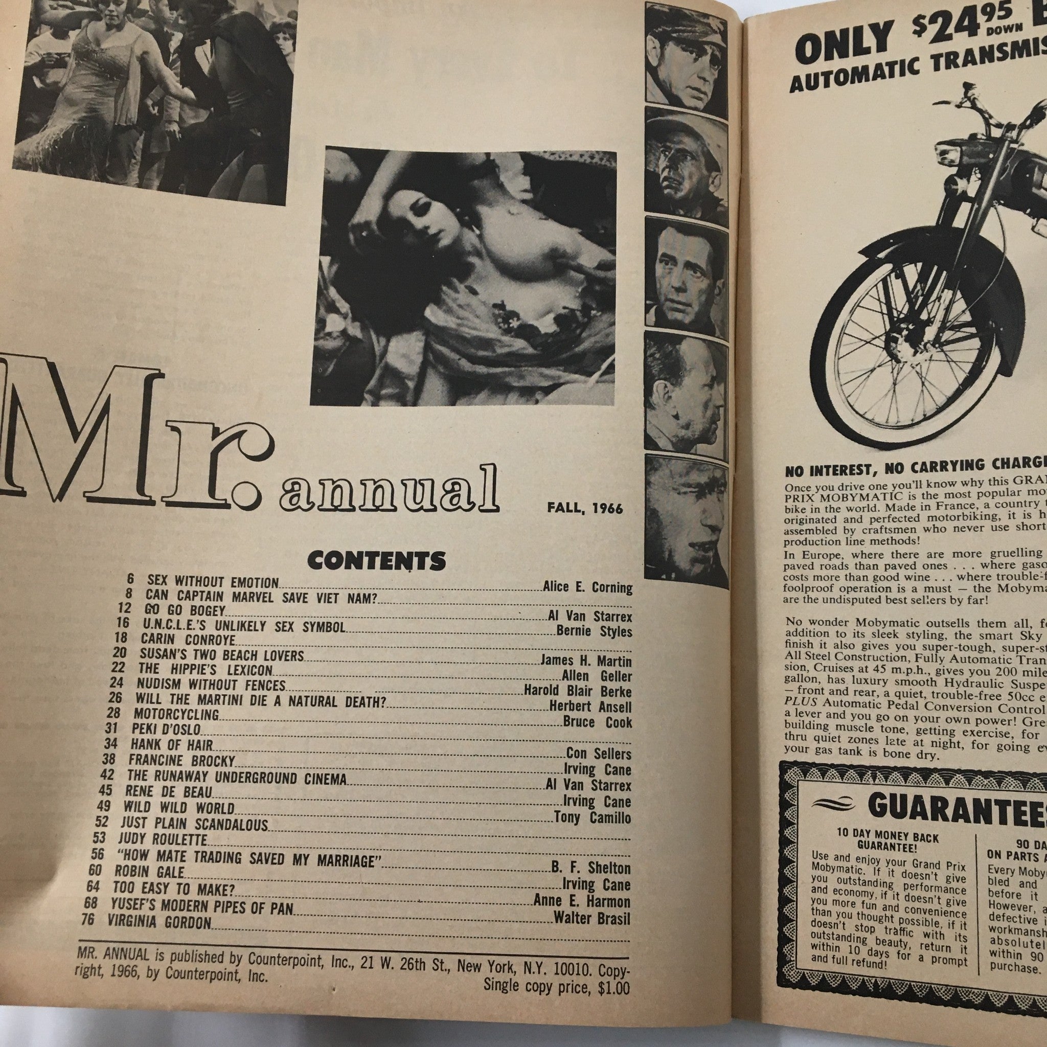 VTG Mr. Anual Magazine Fall 1966 Francine Brockey & Virginia Gordon No Label