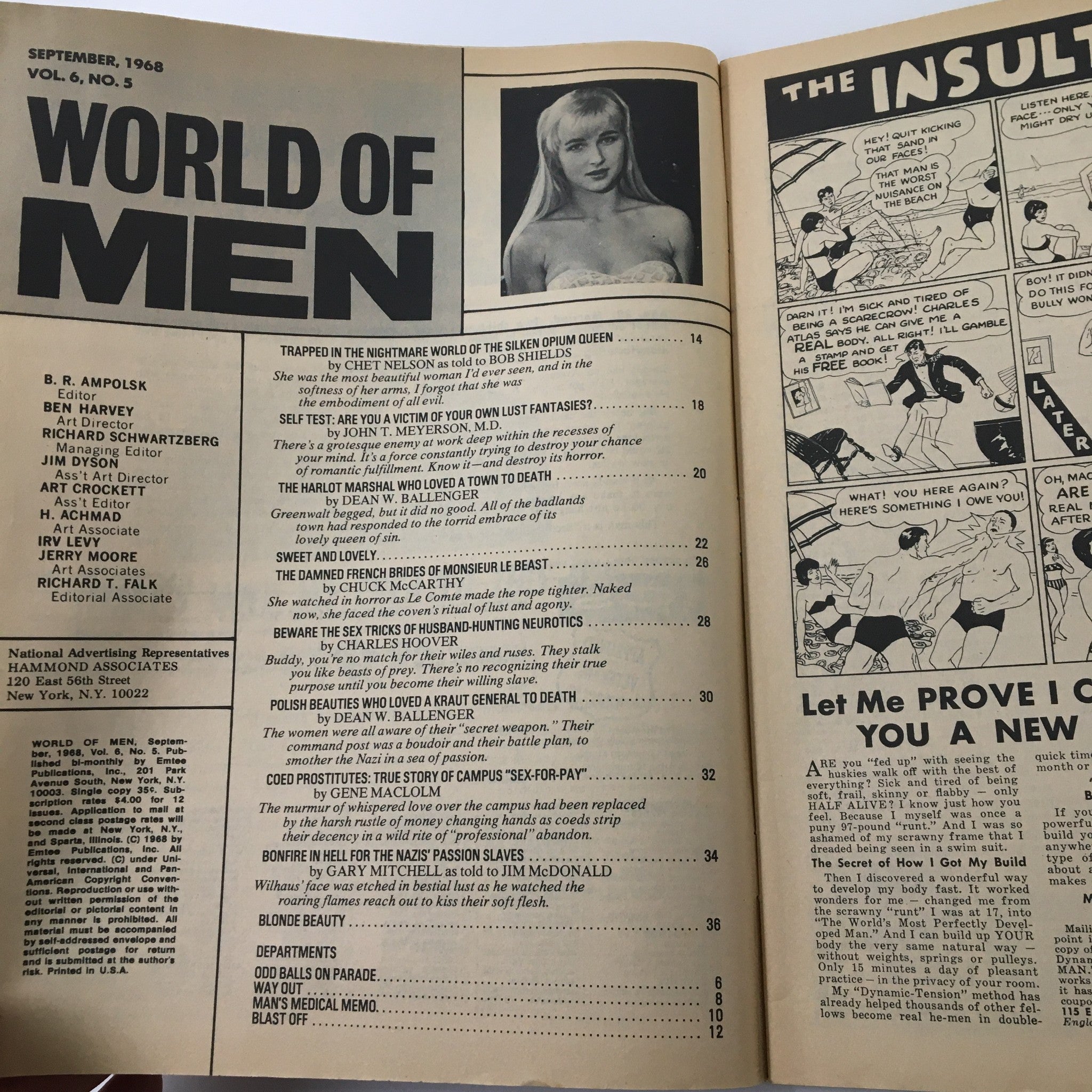 VTG World of Men Magazine September 1968 Bonfire in Hell For Slaves No Label