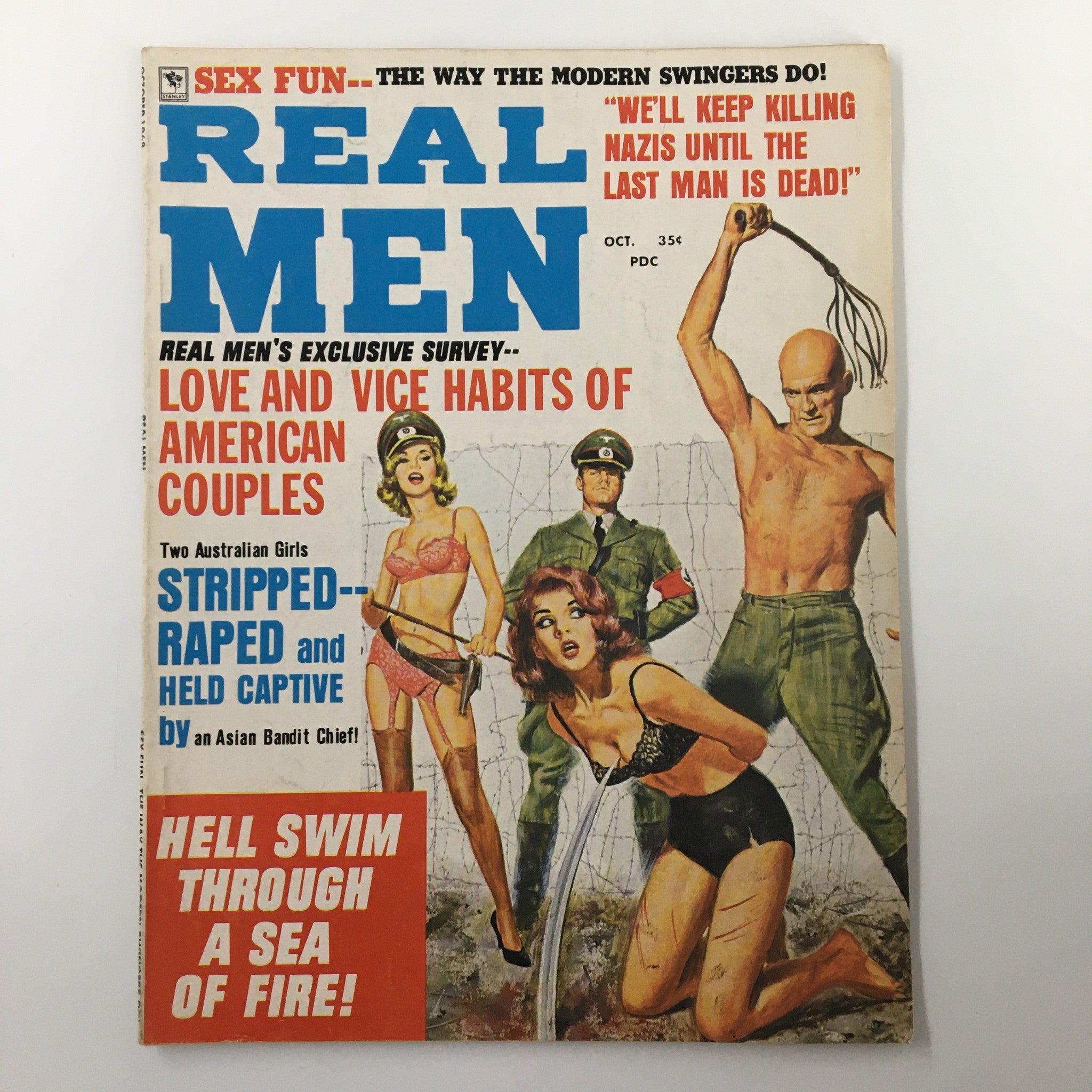 VTG Real Men Magazine October 1968 Love, Vice Habits of American Couple No Label