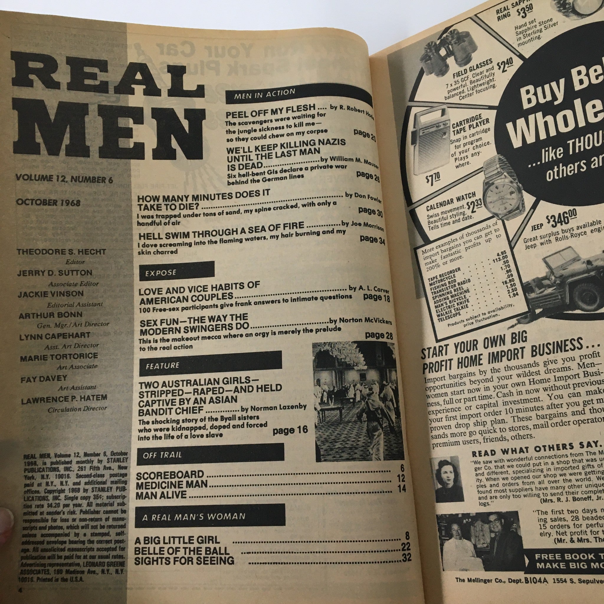 VTG Real Men Magazine October 1968 Love, Vice Habits of American Couple No Label