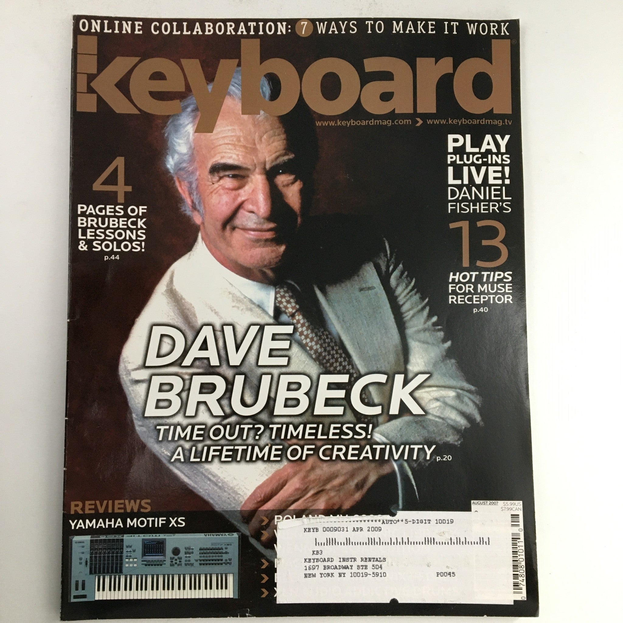 Keyboard Magazine August 2007 Dave Brubeck  Lessons & Solos & Yamaha Motif XS