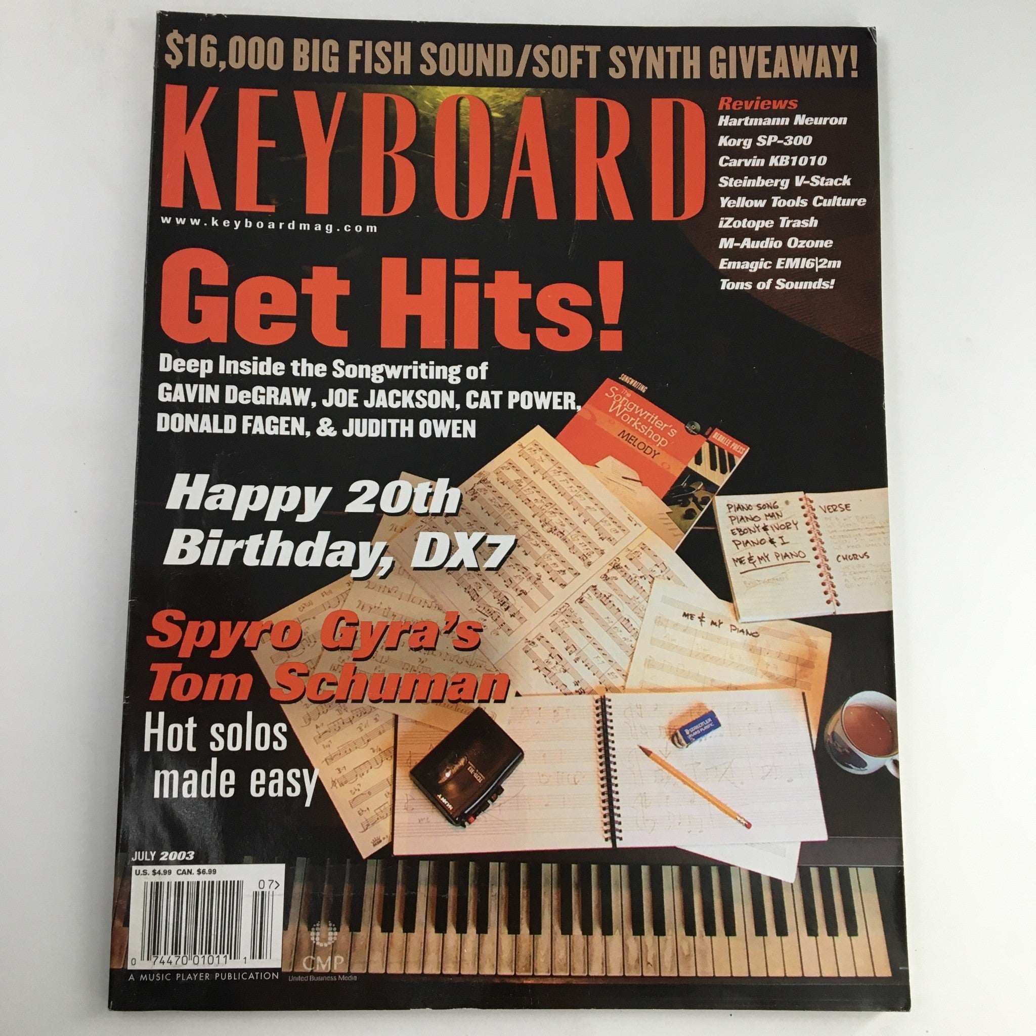 Keyboard Magazine July 2003 Spyro Gyra's Tom Schuman & Gavin DeGraw Songwriting