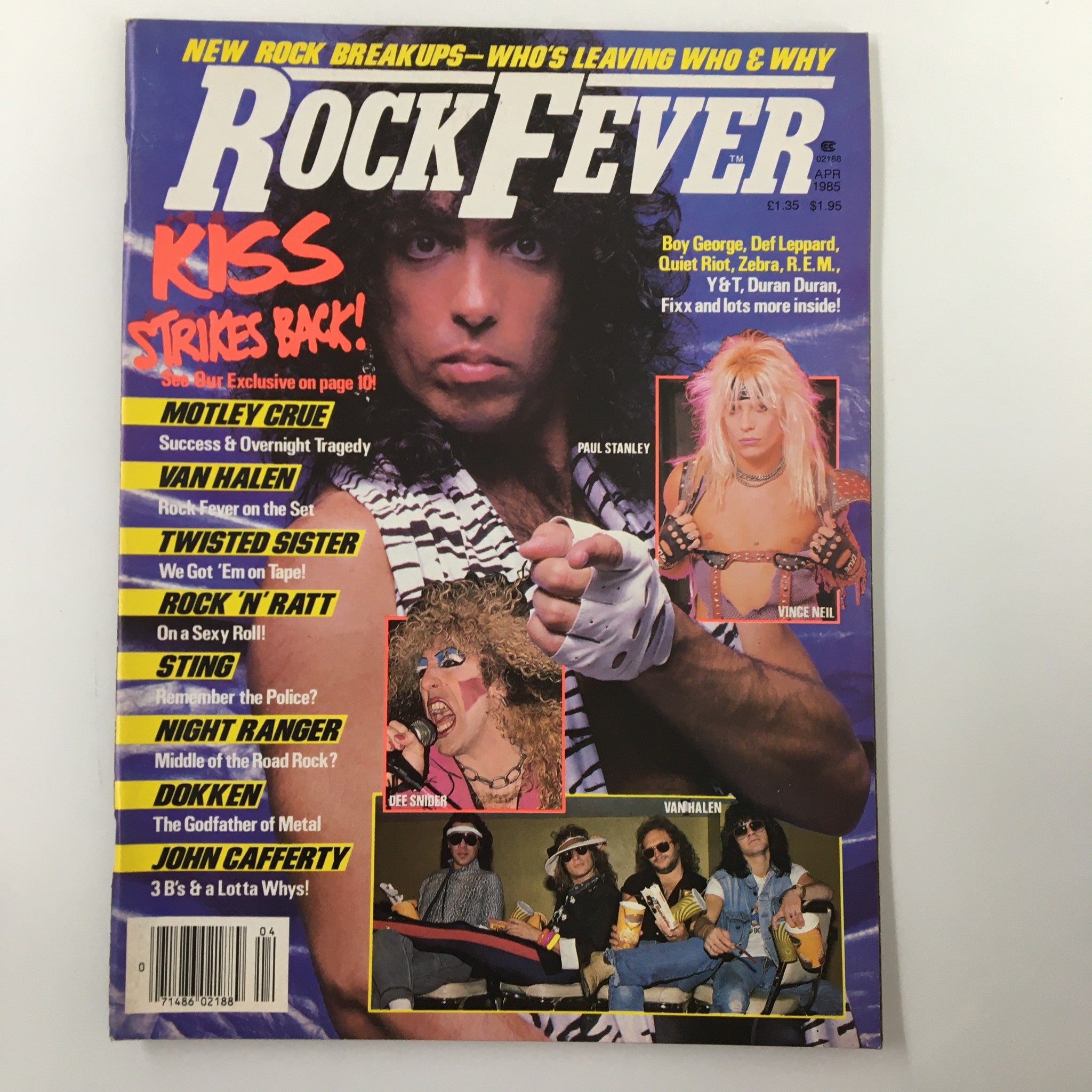 VTG Rock Fever Magazine April 1985 Paul Stanley & Vince Neil No Label