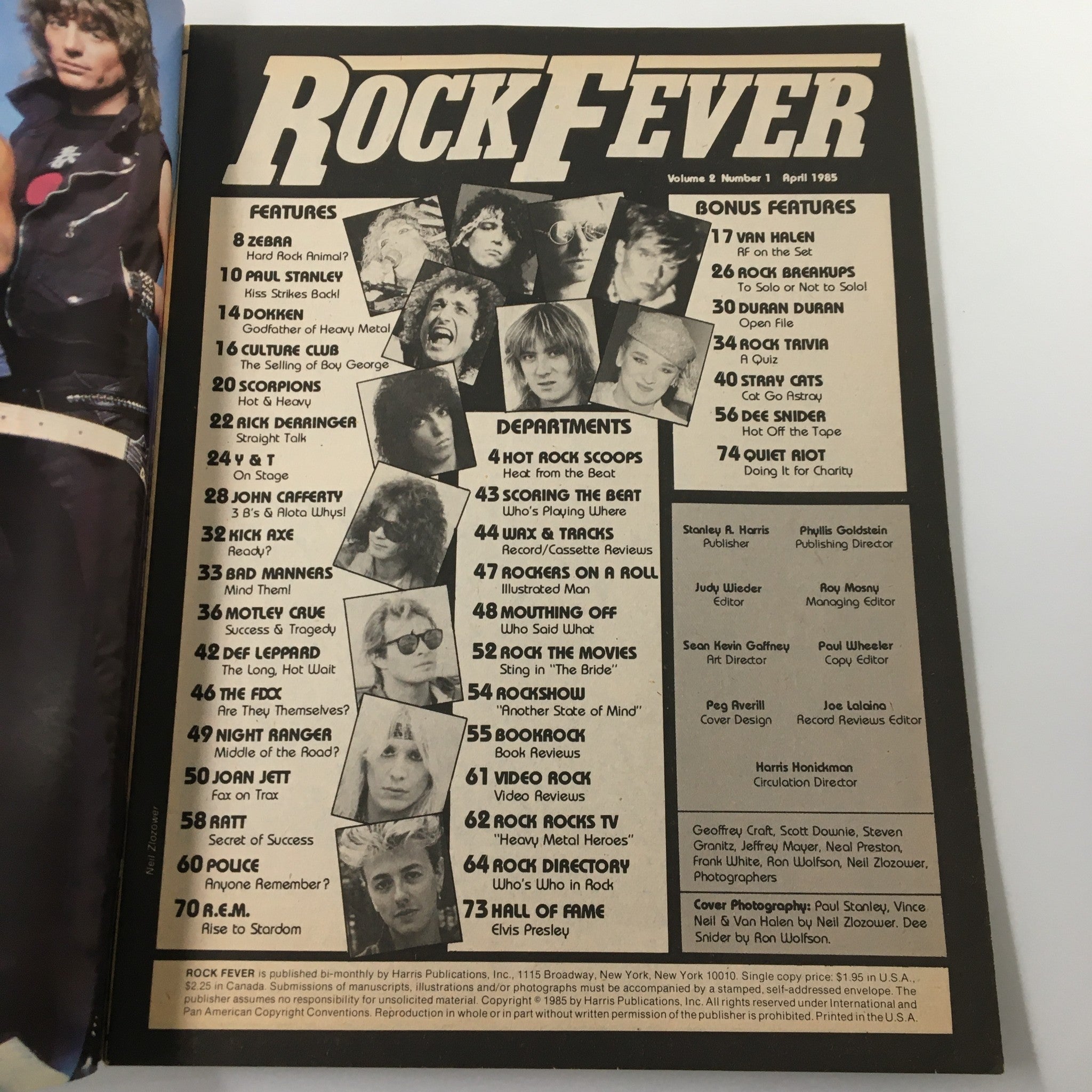 VTG Rock Fever Magazine April 1985 Paul Stanley & Vince Neil No Label