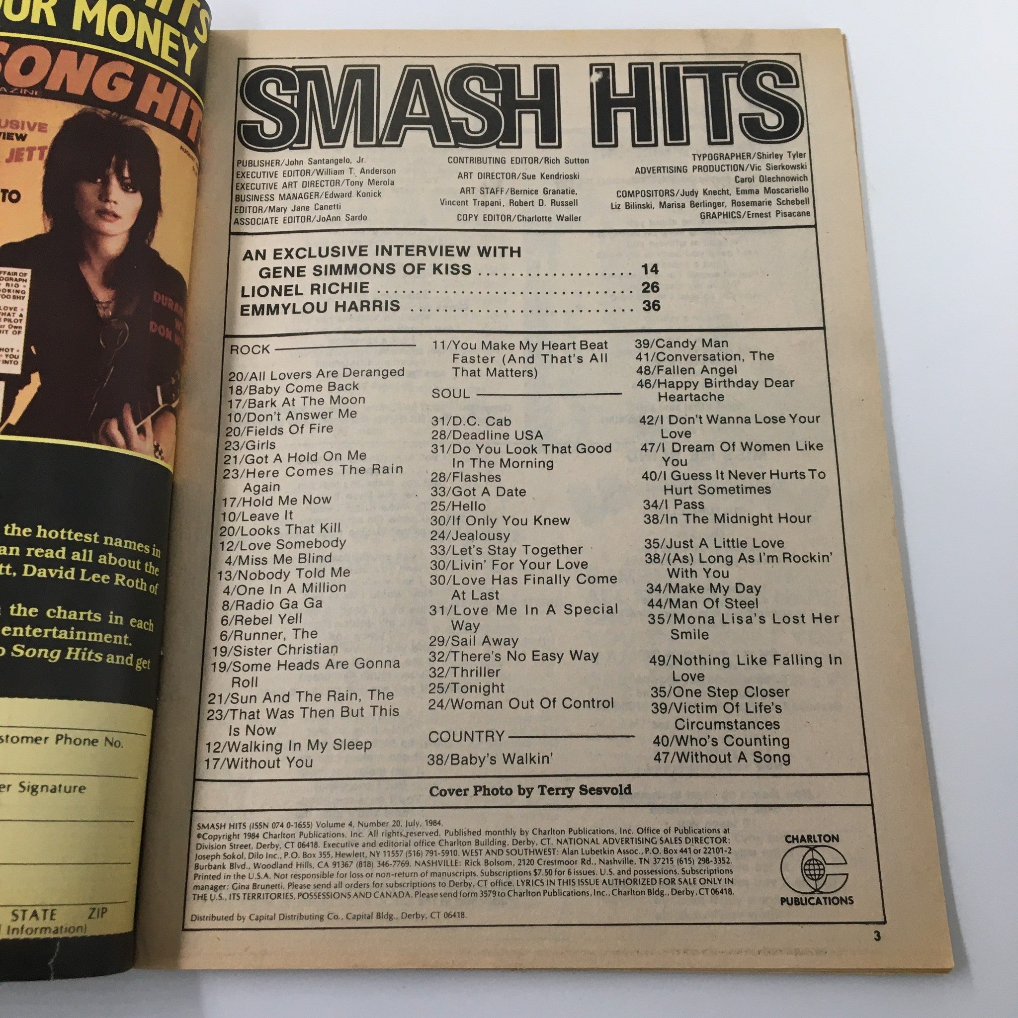 VTG Smash Hits Magazine July 1984 Paul Stanley & Gene Simmons of Kiss No Label