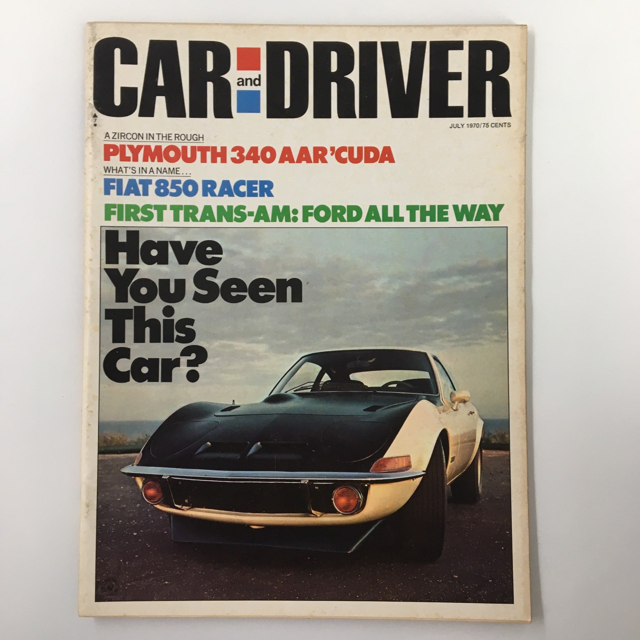 VTG Car and Driver Magazine July 1970 Plymouth 340 AAR'Cuda No Label