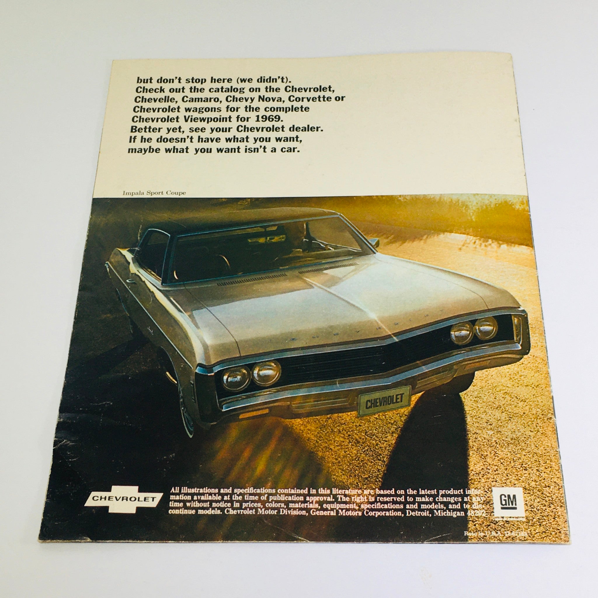 1969 Chevrolet Viewpoint Showroom Dealership Car Auto Brochure Catalog