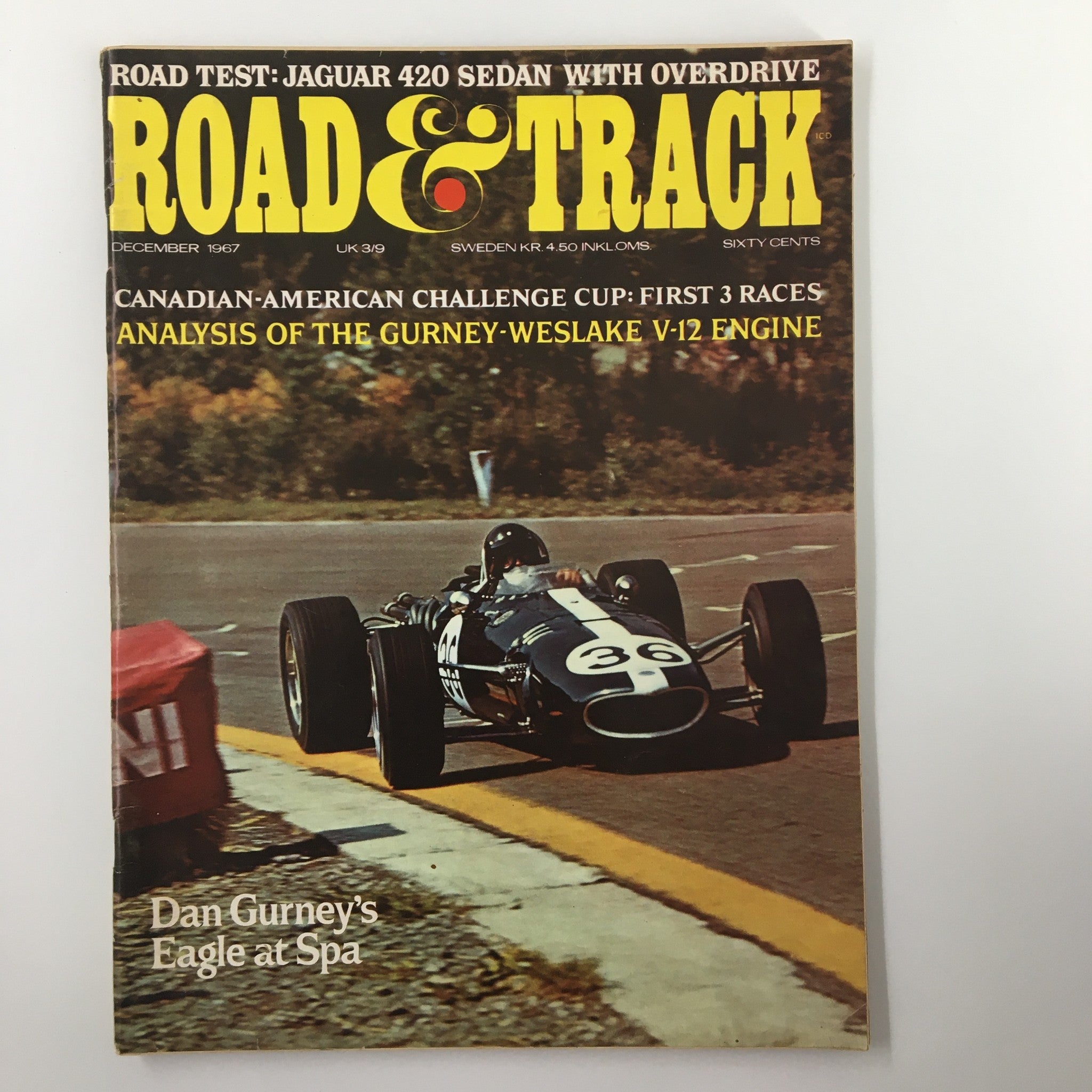 VTG Road & Track Magazine December 1967 Dan Gurney's Eagle at Spa No Label