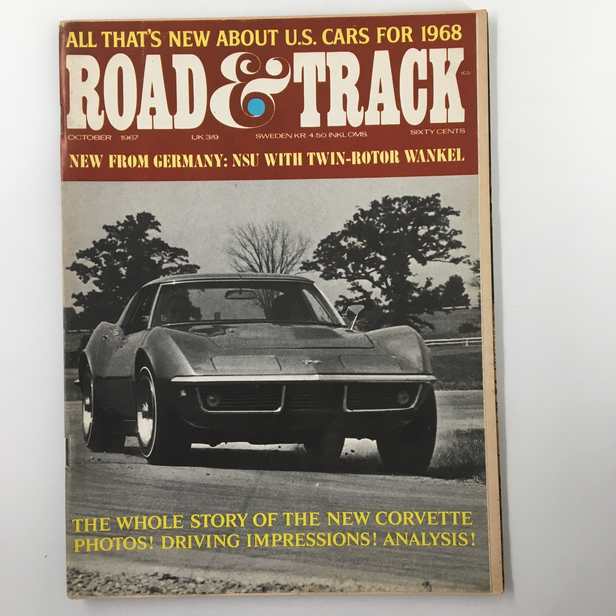 VTG Road & Track Magazine October 1967 NSU with Twin-Rotor Wankel No Label