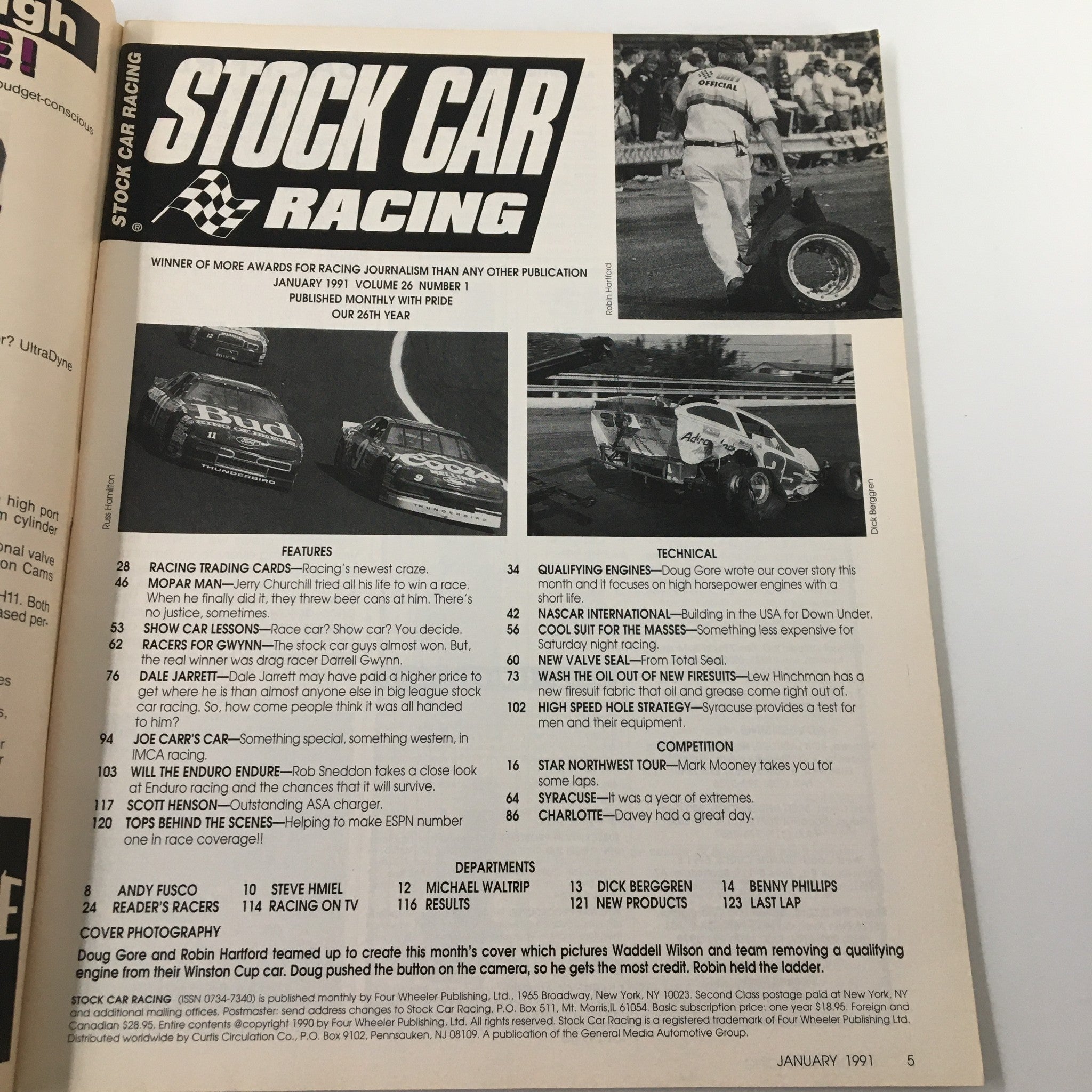 Stock Car Racing Magazine January 1991 Jerry Churchill & Darrell Gwynn No Label