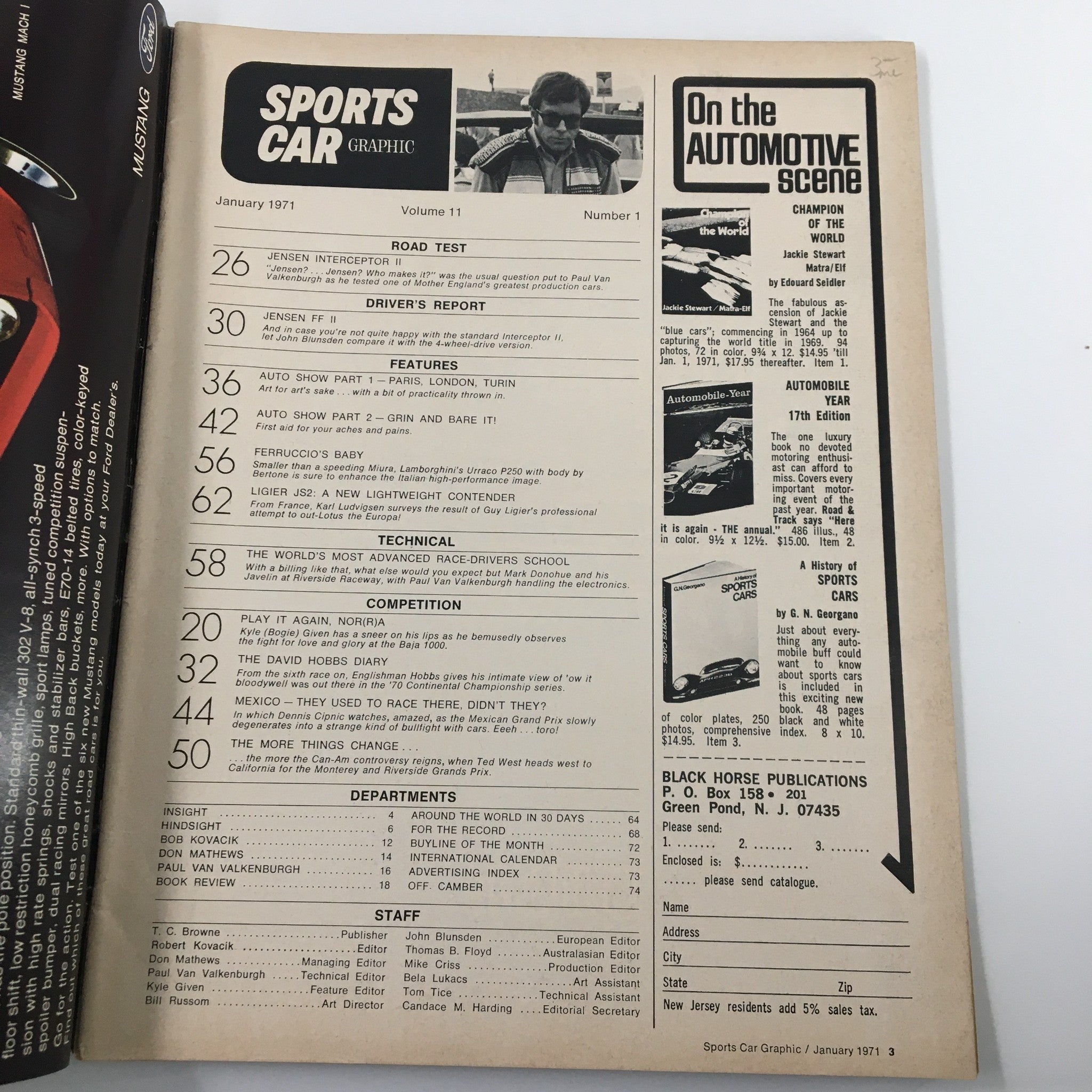 VTG Sports Car Graphic Magazine January 1971 The Jensen Lives No Label