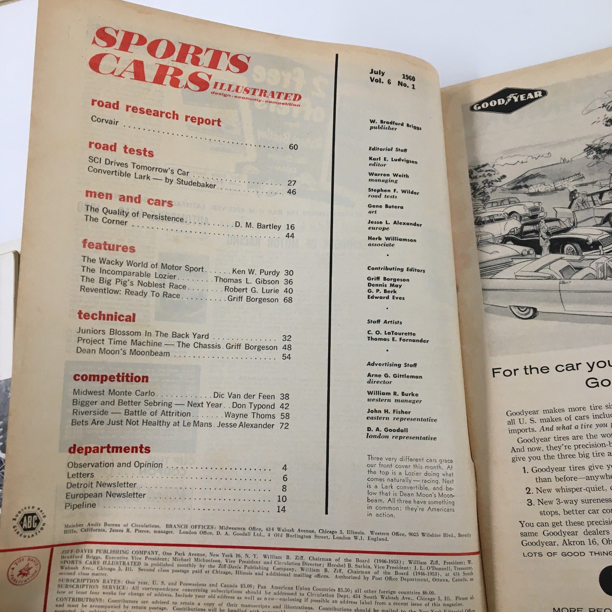 VTG Sports Car Illustrated Magazine July 1960 Miller Front-Drive Action No Label