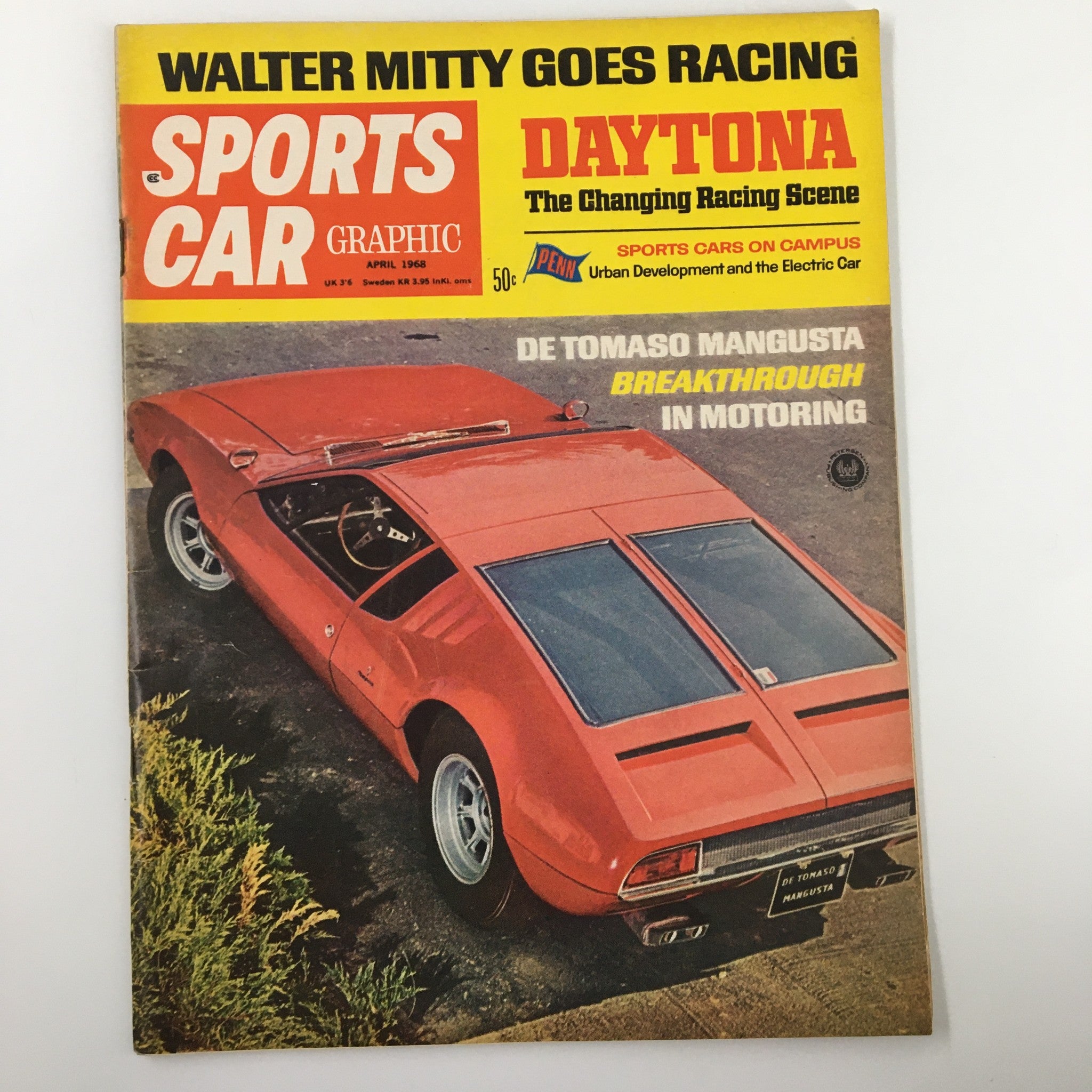 VTG Sports Car Graphic Magazine April 1968 De Tomaso Mangusta Motoring No Label