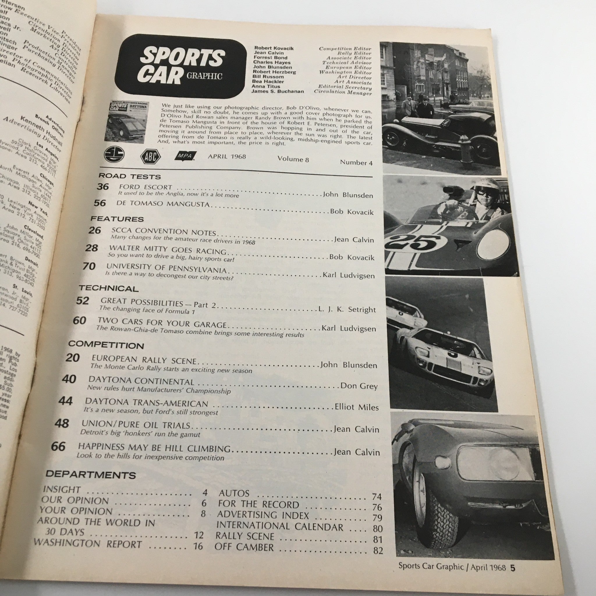 VTG Sports Car Graphic Magazine April 1968 De Tomaso Mangusta Motoring No Label