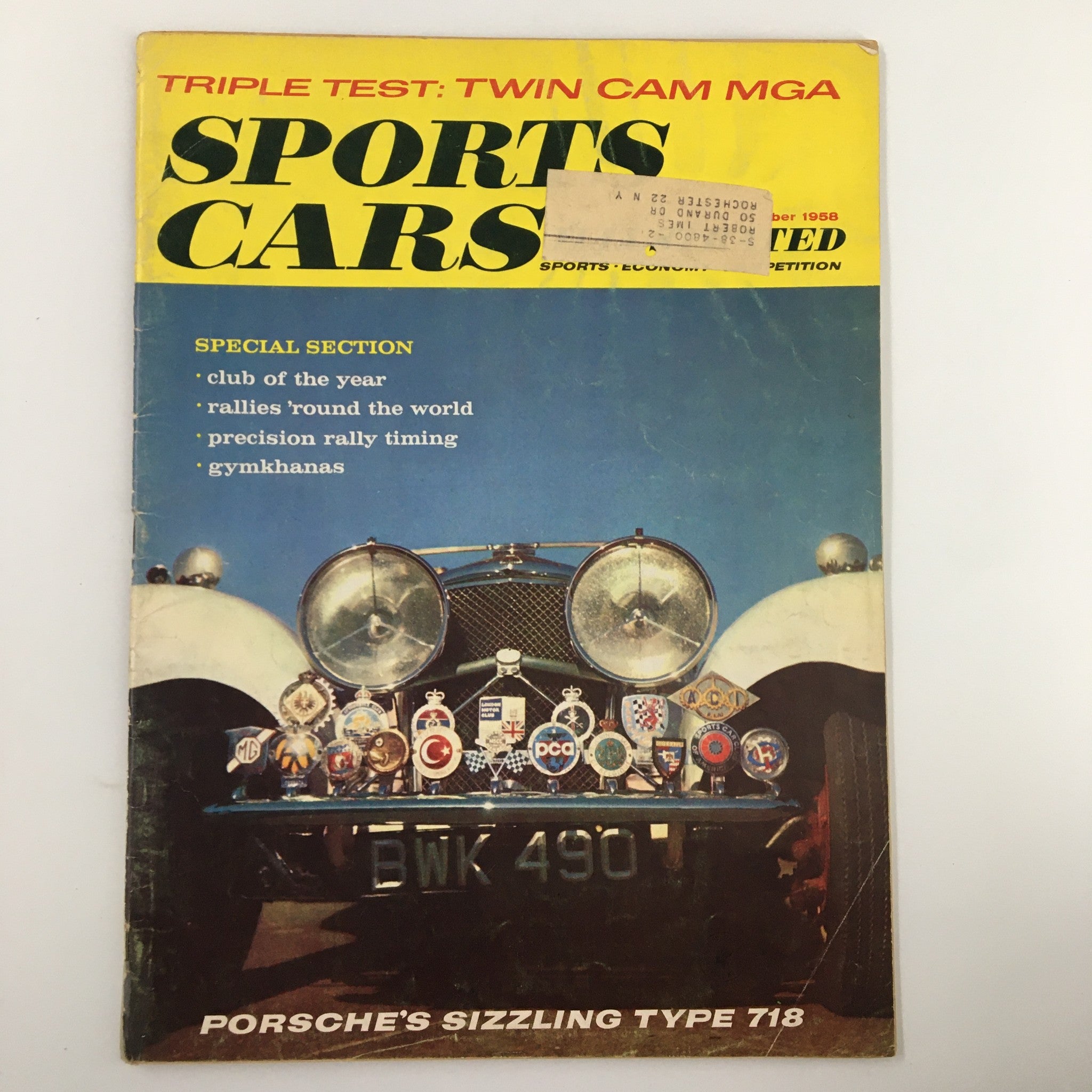 VTG Sports Car Illustrated Magazine October 1958 Porsche's Sizzling Type 718