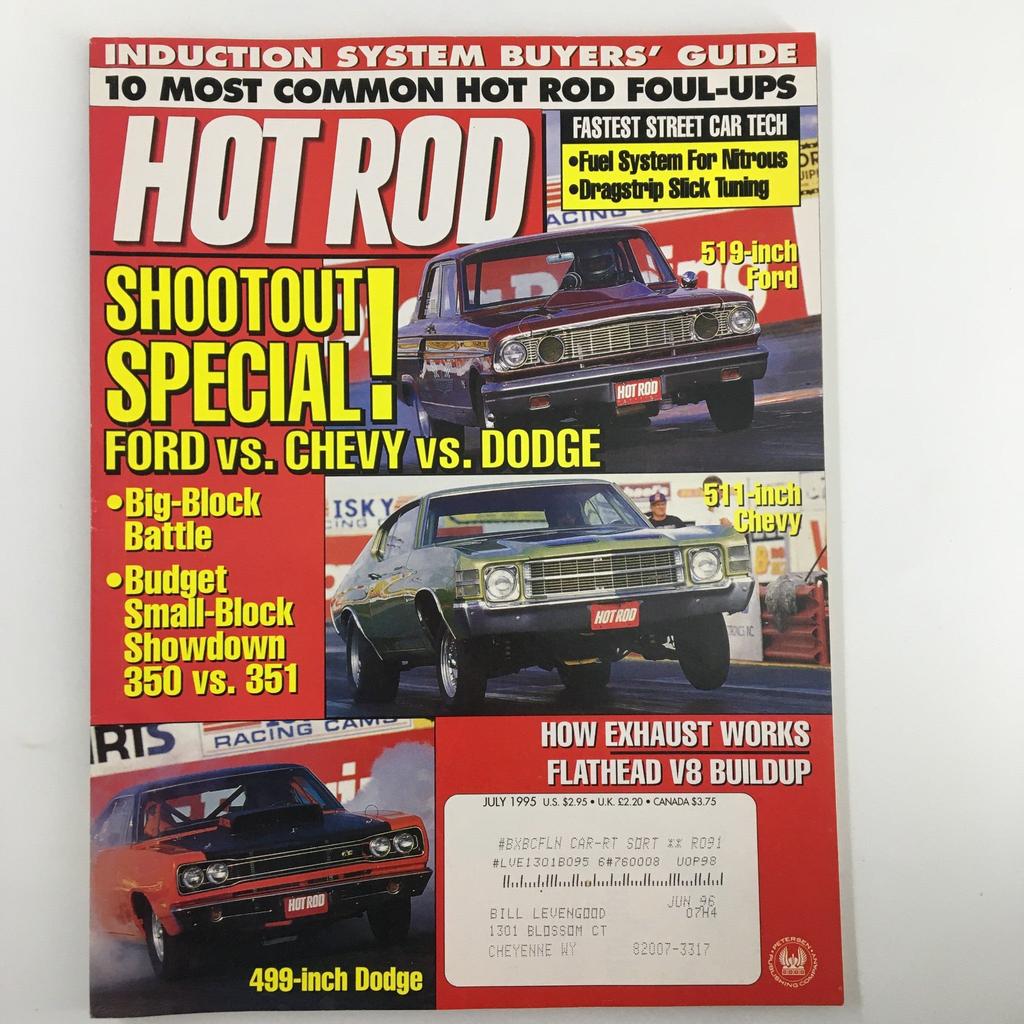 VTG Hot Rod Magazine July 1995 The Ford vs Chevy vs Dodge Shoutout Special