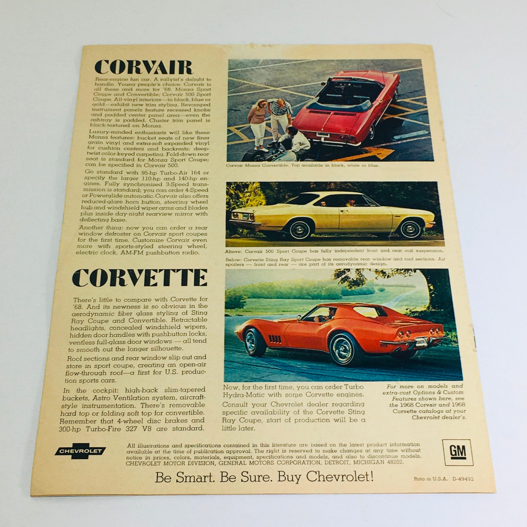 1968 Chevrolet Camaro-Chevelle-Chevy II Dealership Car Auto Brochure Catalog