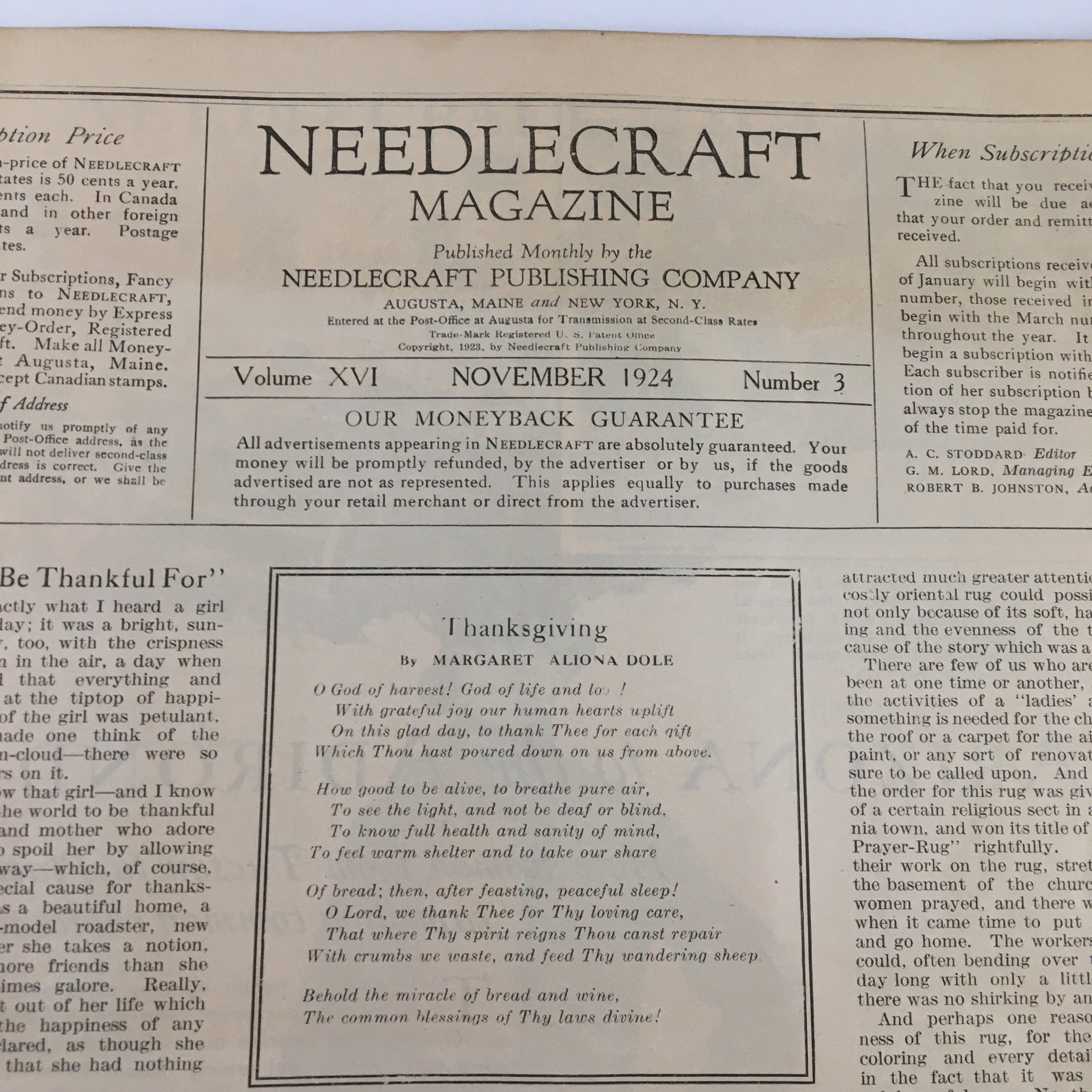 VTG Needlecraft Magazine November 1924 Knitted Togs Demonstrate Comfort