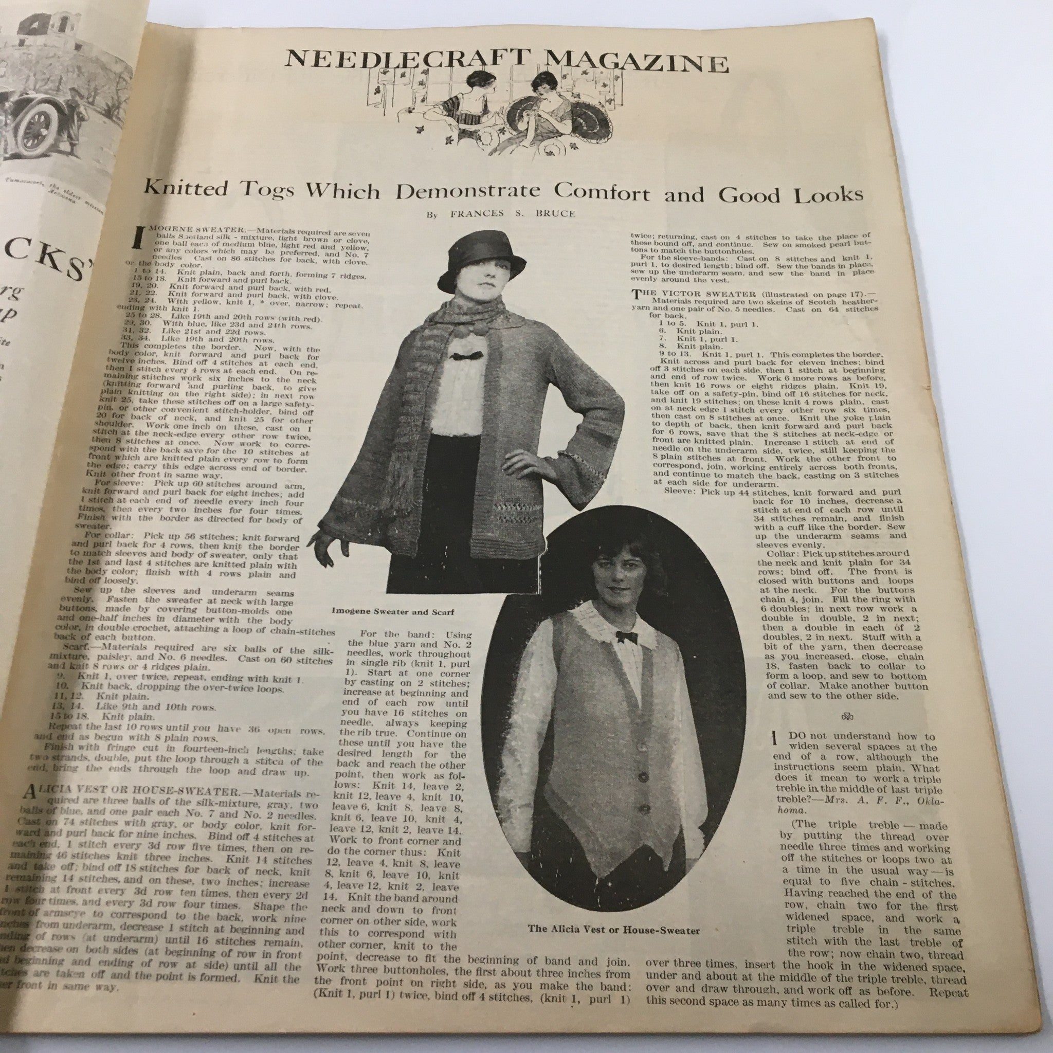 VTG Needlecraft Magazine November 1924 Knitted Togs Demonstrate Comfort