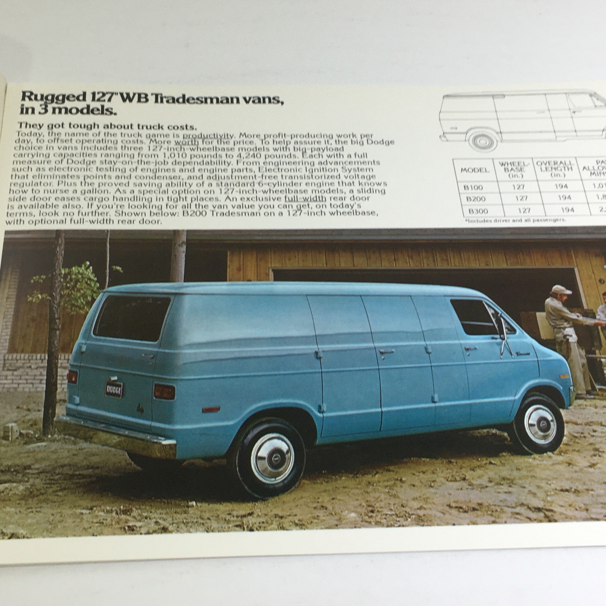 1976 Dodge Tradesman Vans Rugged 123"WB Dealership Car Auto Brochure Catalog