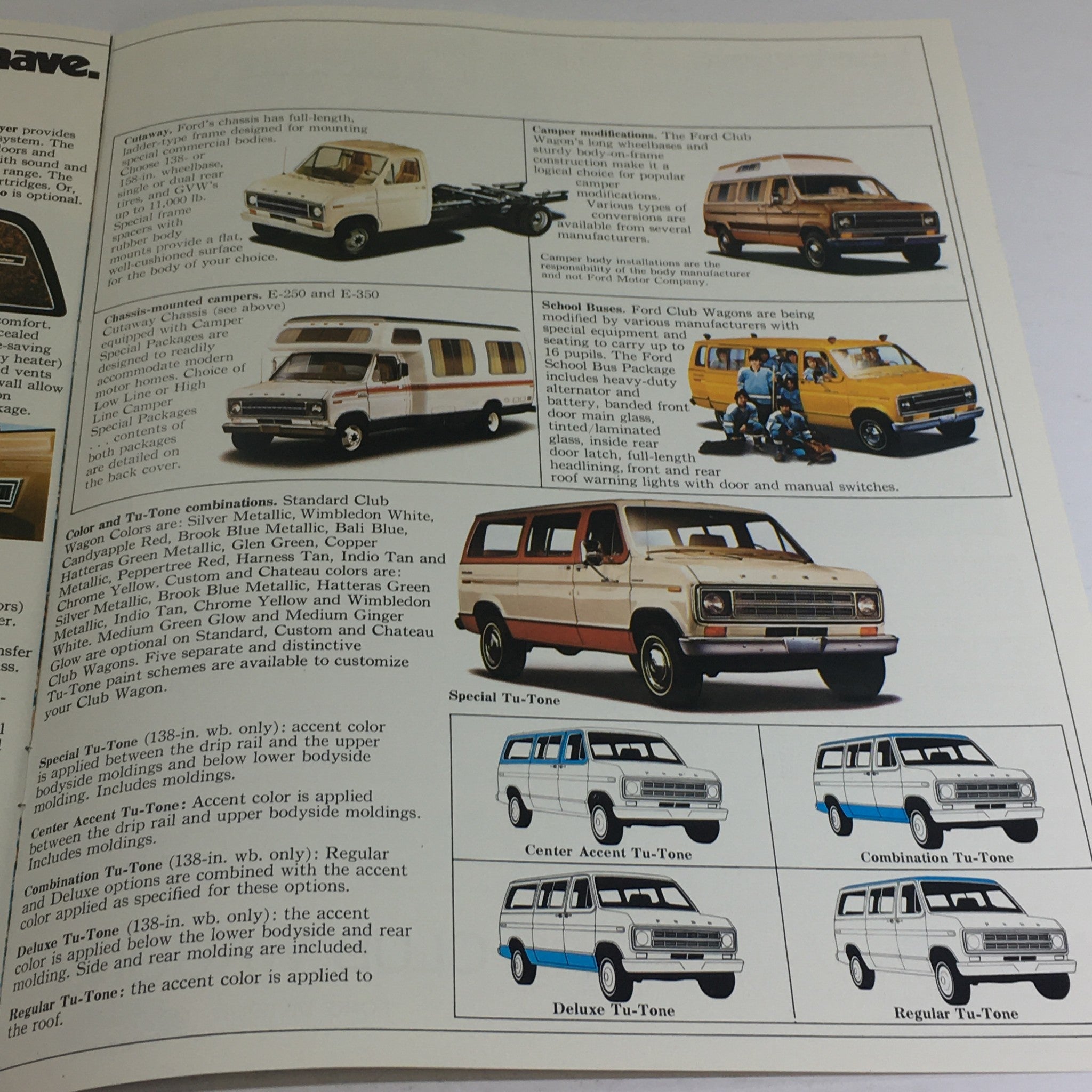 1976 Ford Club Wagons Specifications Car Dealership Auto Brochure Catalog