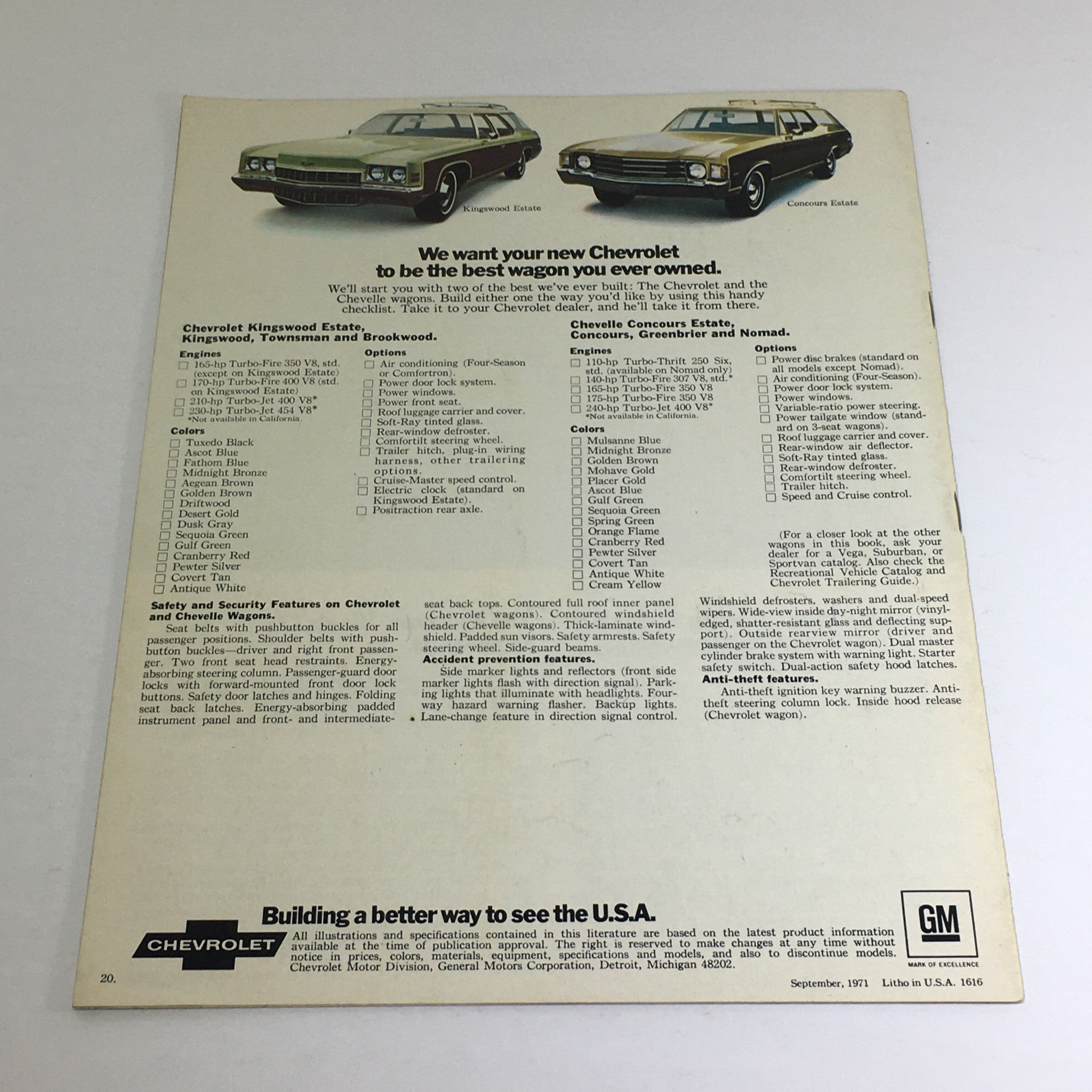 1972 Chevrolet Wagons Chevelle/Vega Dealership Car Auto Brochure Catalog