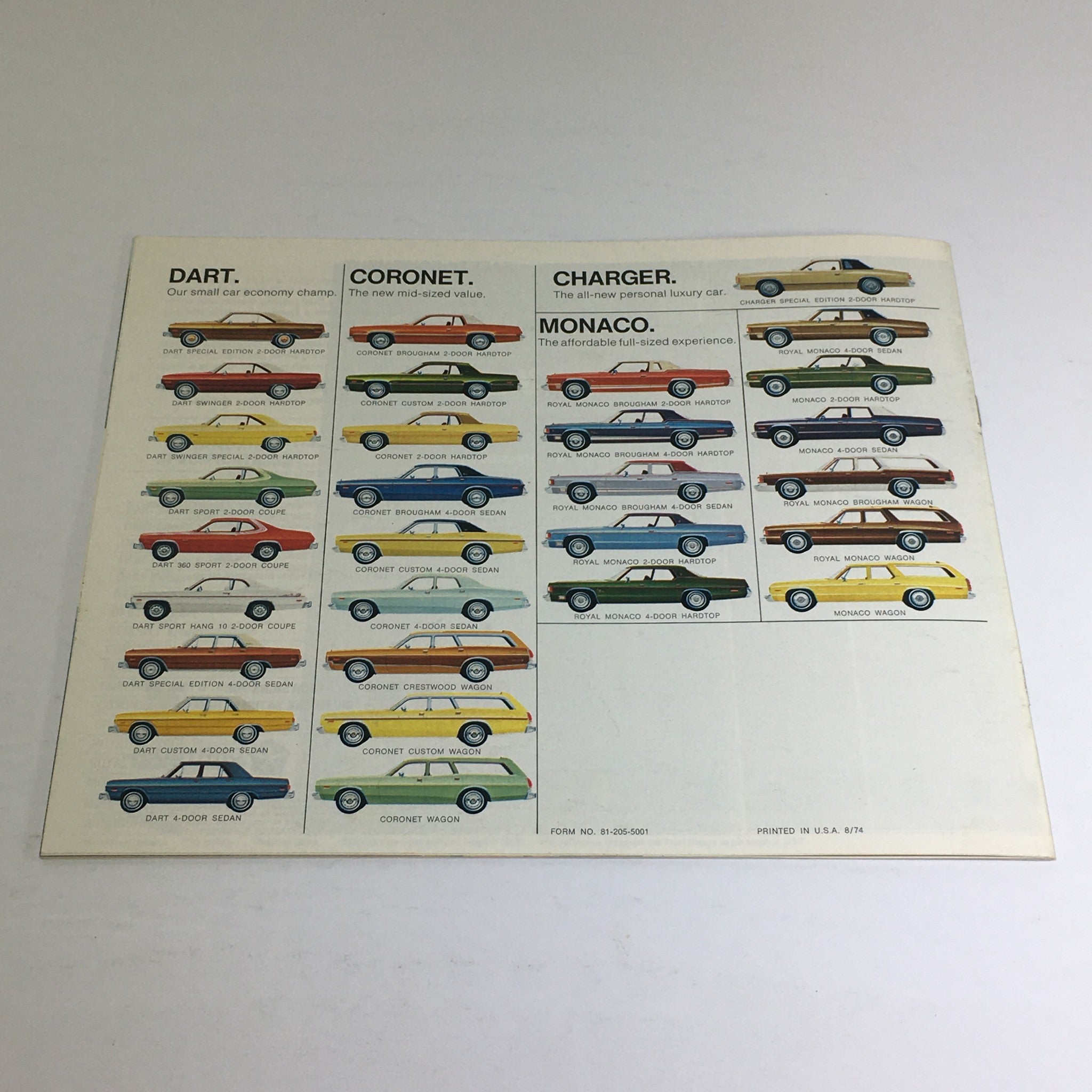 1975 Dodge Dart Coronet Charger Monaco Dealership Car Auto Brochure Catalog